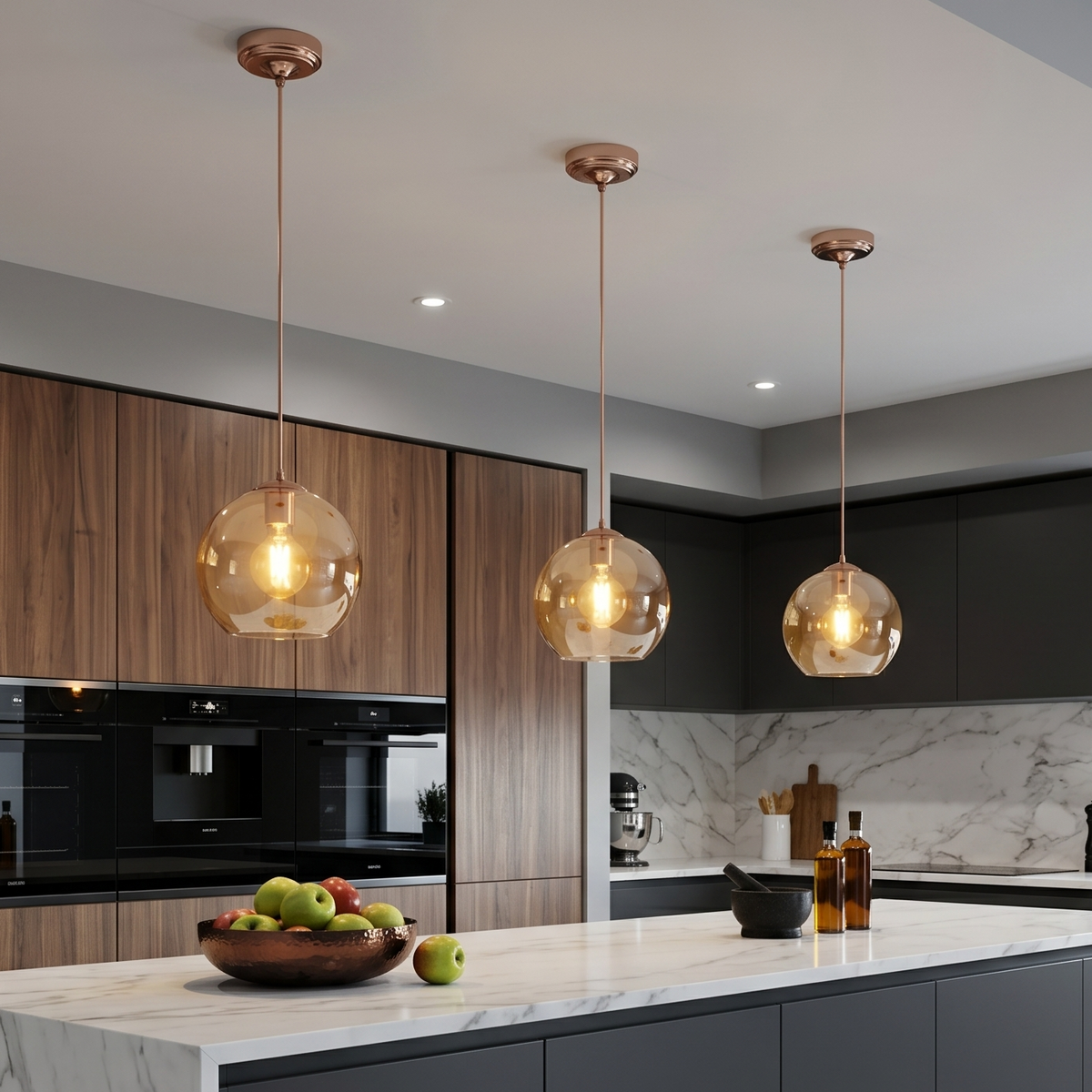 Balls Amber Glass Kitchen Ceiling Light-warehouse-180926