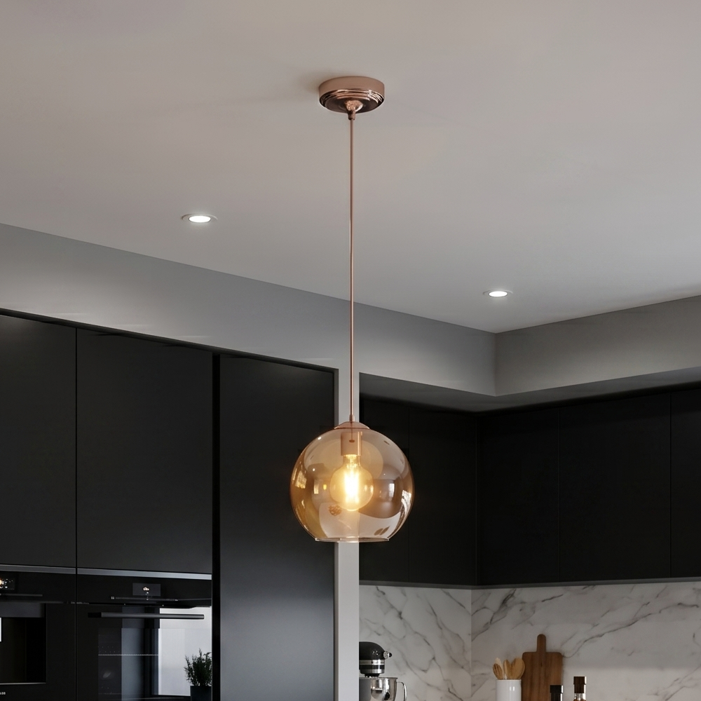 Balls Amber Glass Kitchen Ceiling Light-warehouse-180926