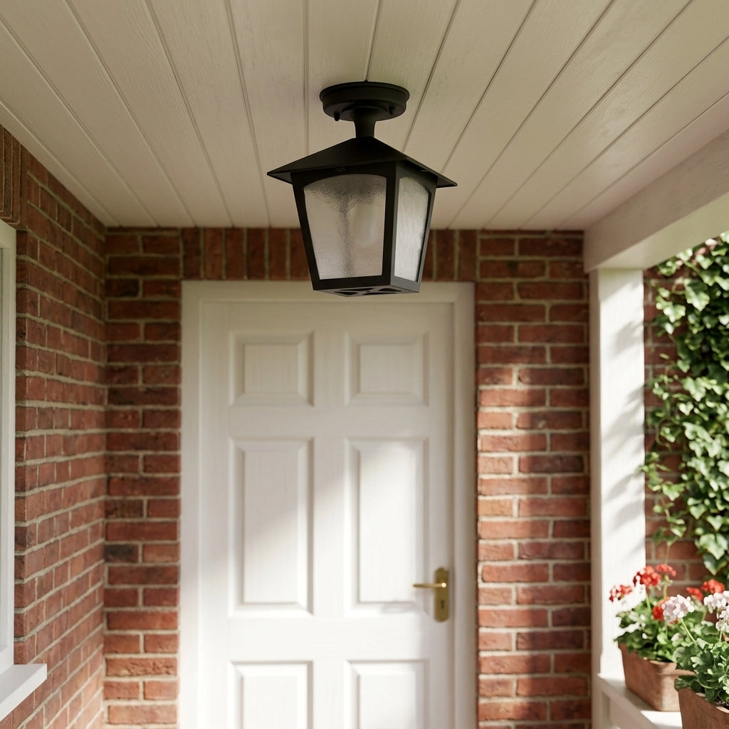 Elstead York Black Outdoor Porch Ceiling  Lantern