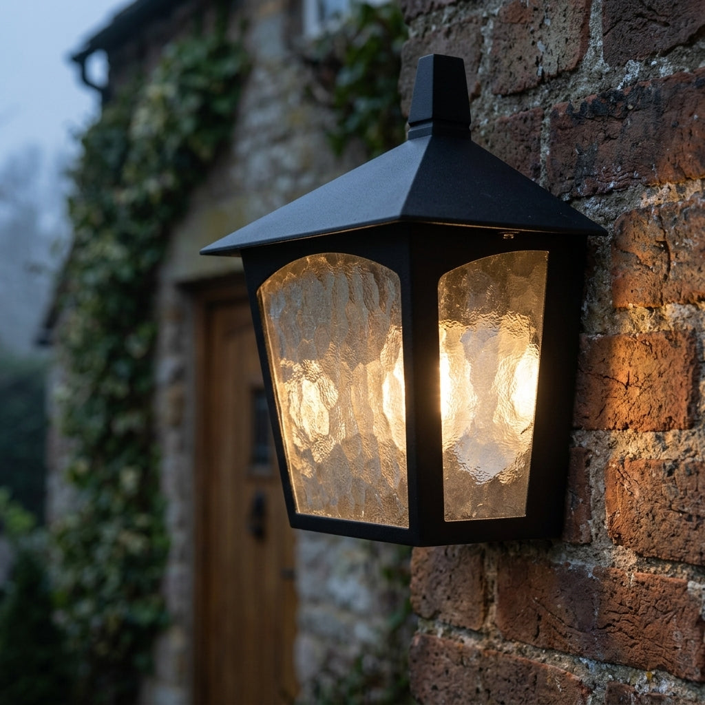 Elstead York Black Outdoor Half Wall Light