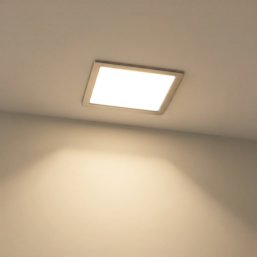 Eglo Fueva 5 Nickel LED Square Recessed Ceiling Light - 21.6cm by Eglo Lighting — suits kitchens, living rooms & bedrooms