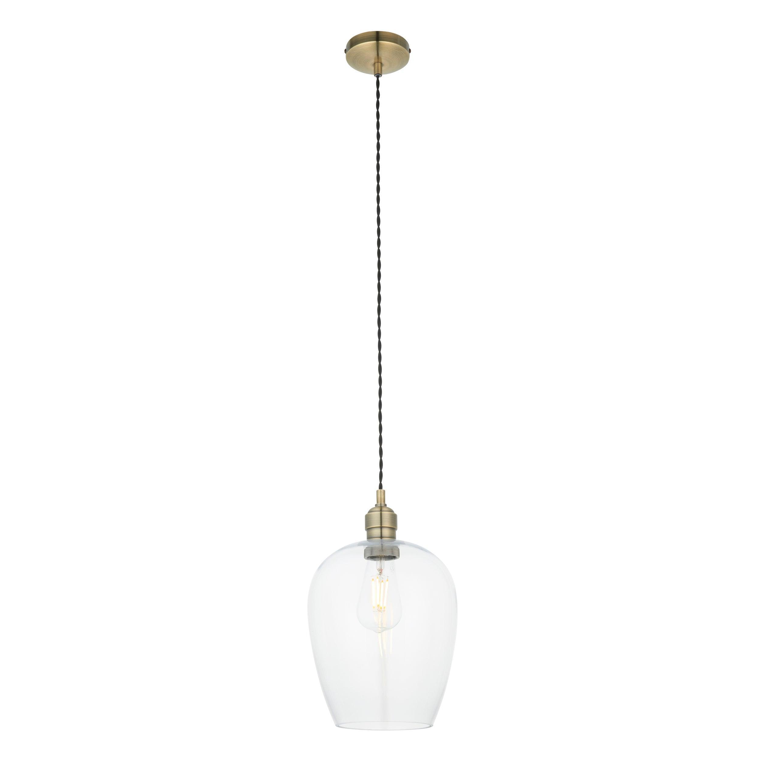 Island Brass & Glass Shade Art Deco Pendant Light-OPEN-BOX-50-040626