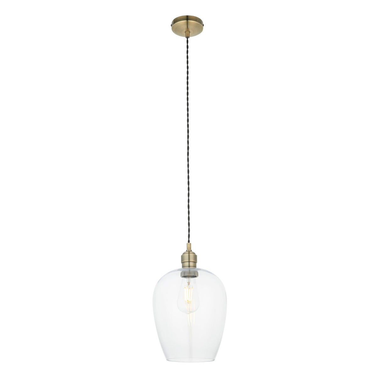 Island Brass & Glass Shade Art Deco Pendant Light-warehouse-091026