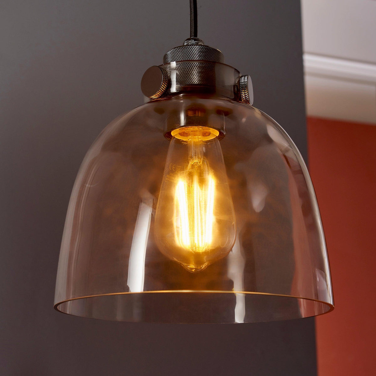Reading Black Chrome Pendant - Tinted Glass Shade-warehouse-180926