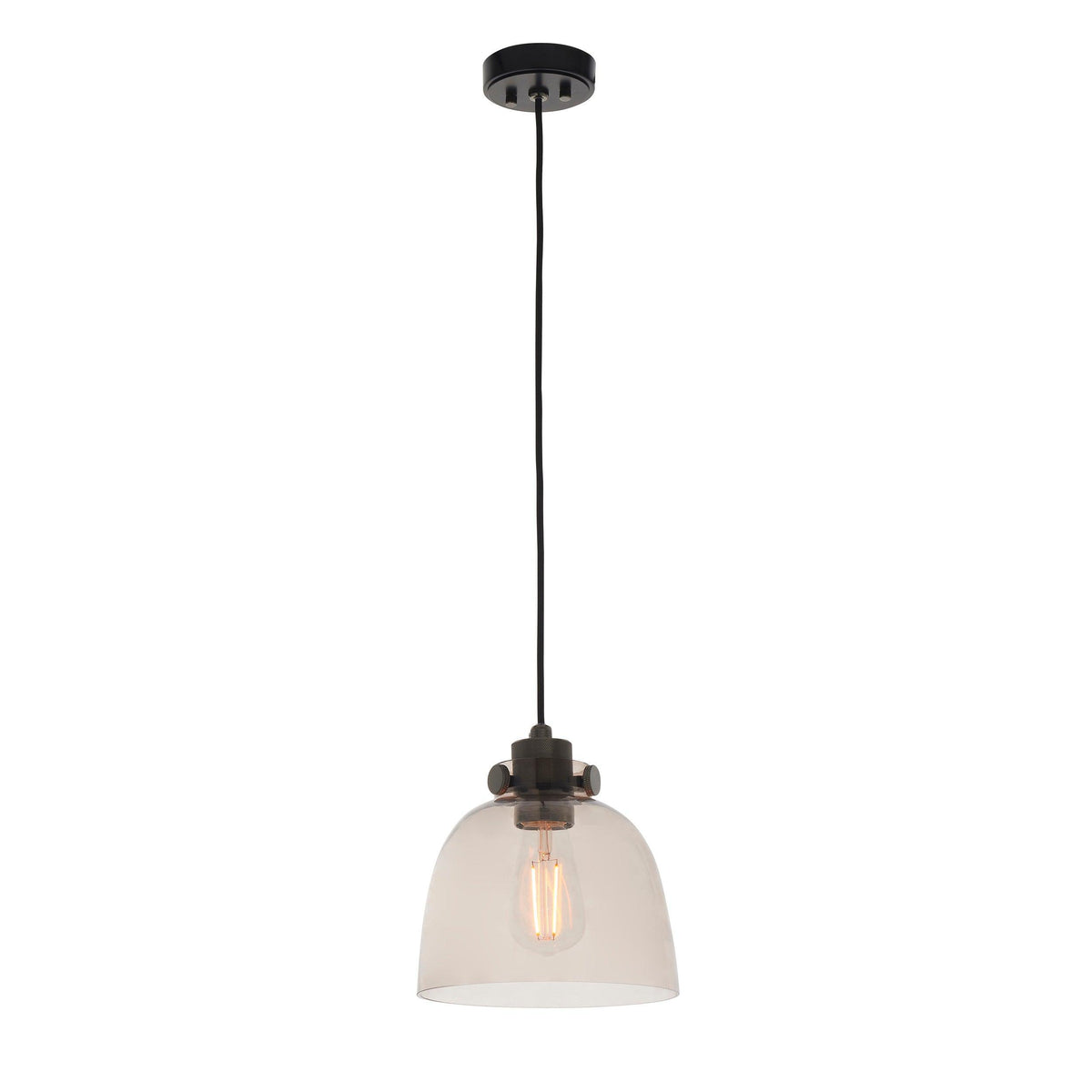 Reading Black Chrome Pendant - Tinted Glass Shade-warehouse-180926