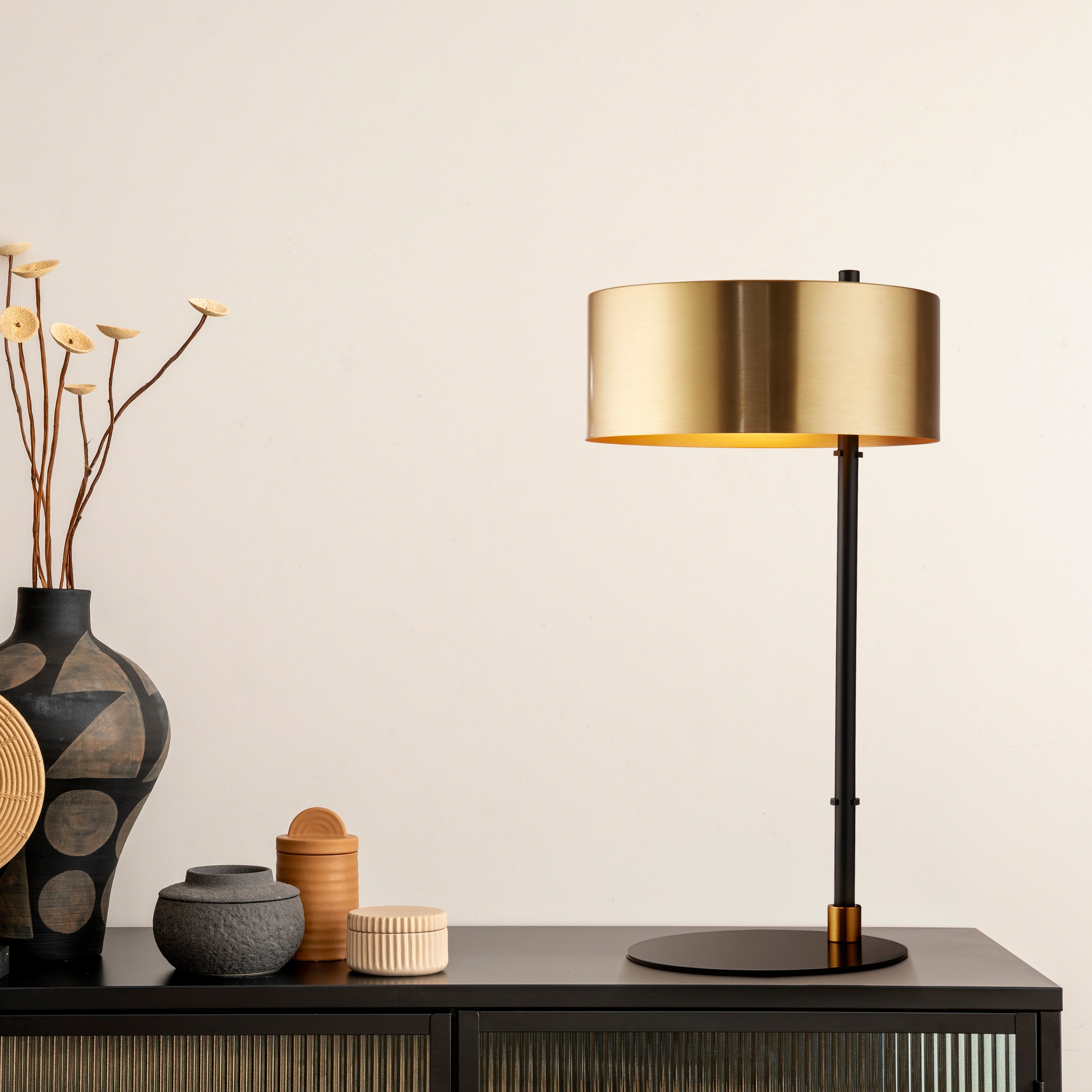 Searchlight Knox Black & Gold Table Lamp