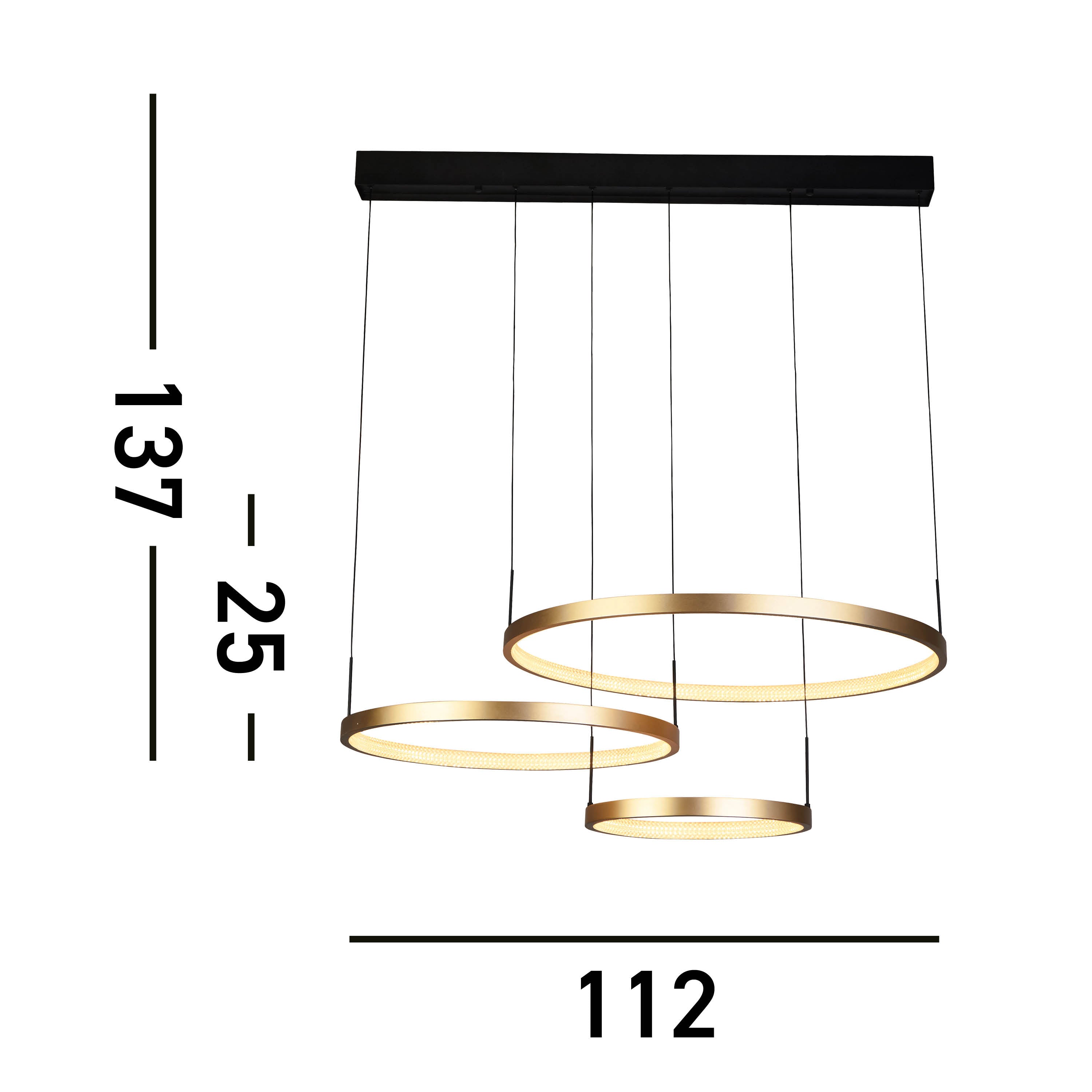 Searchlight Grace 3 Ring Black & Gold Pendant