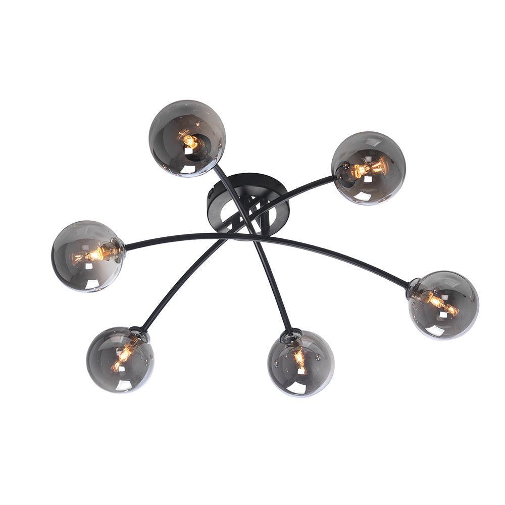 Oaks Marne 6 Light Black Semi-Flush Ceiling Light-clearance