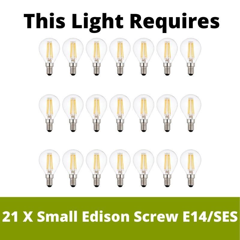 marietta brass grand 21 light ceiling pendant glass rods LED Lamp Bulb Guide