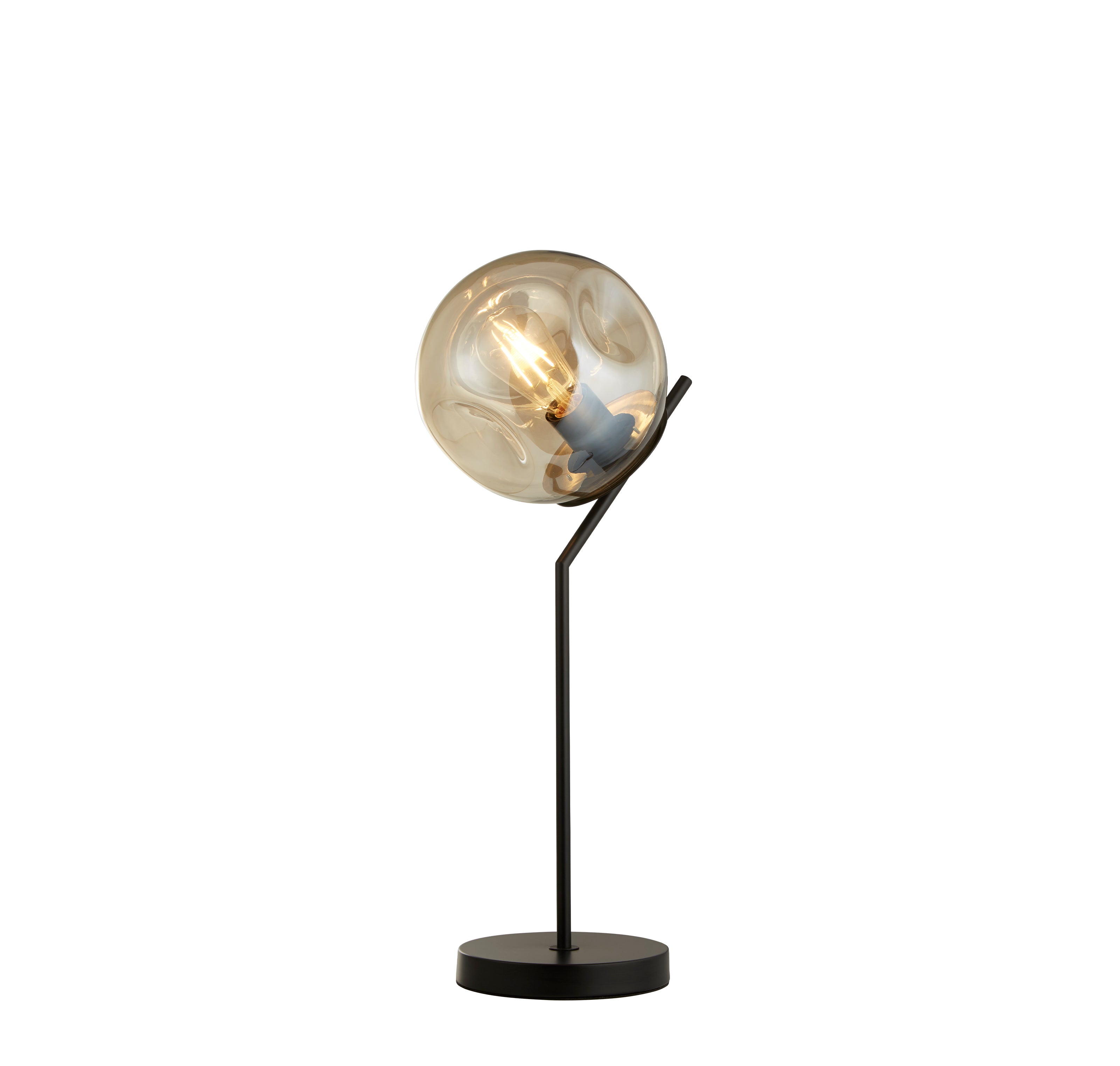 Searchlight Punch Black Table Lamp - Champagne Punched Glass Shade