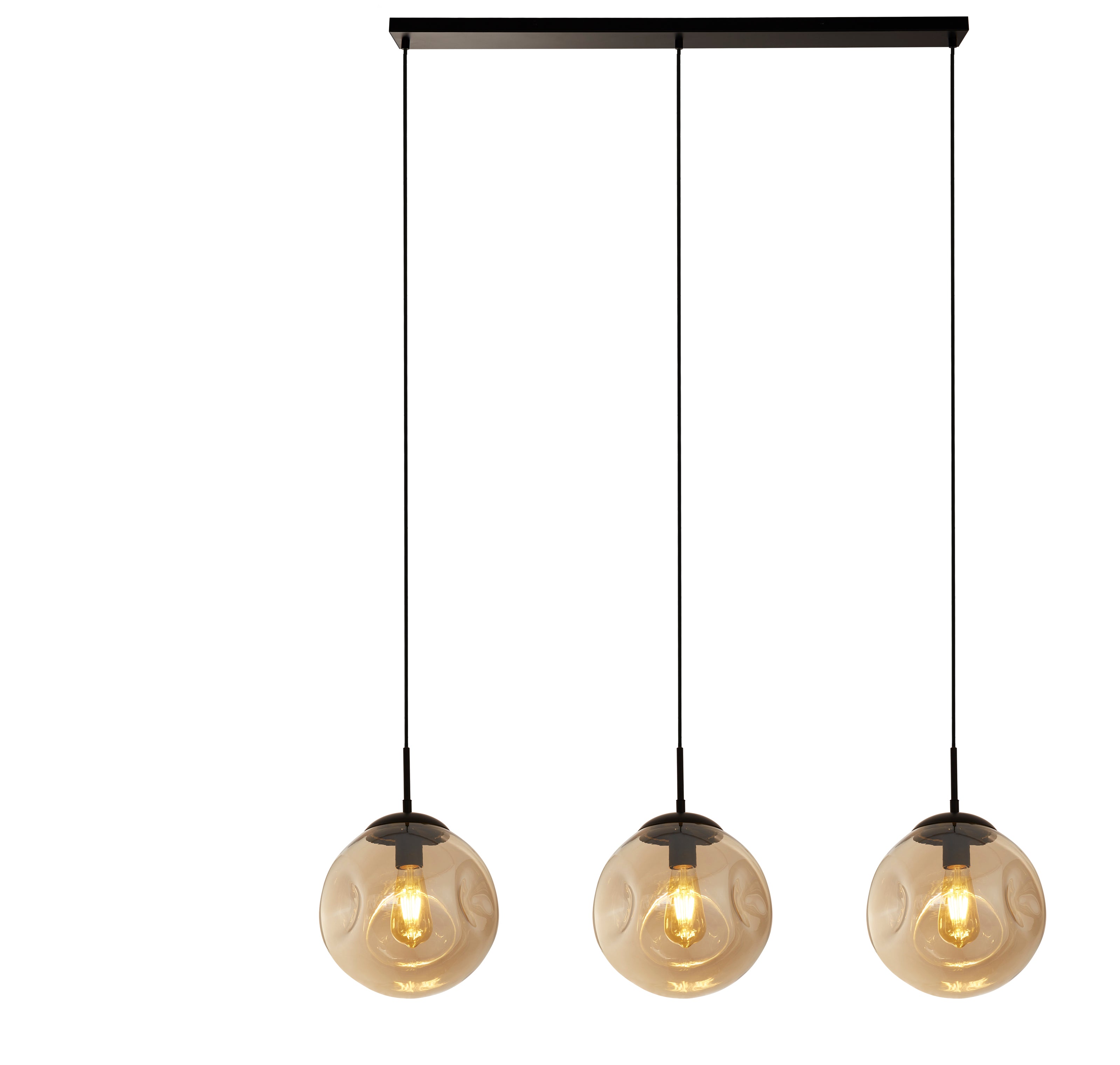 Searchlight Punch Black 3 Light Bar Pendant With Champagne Punched Glass Shade