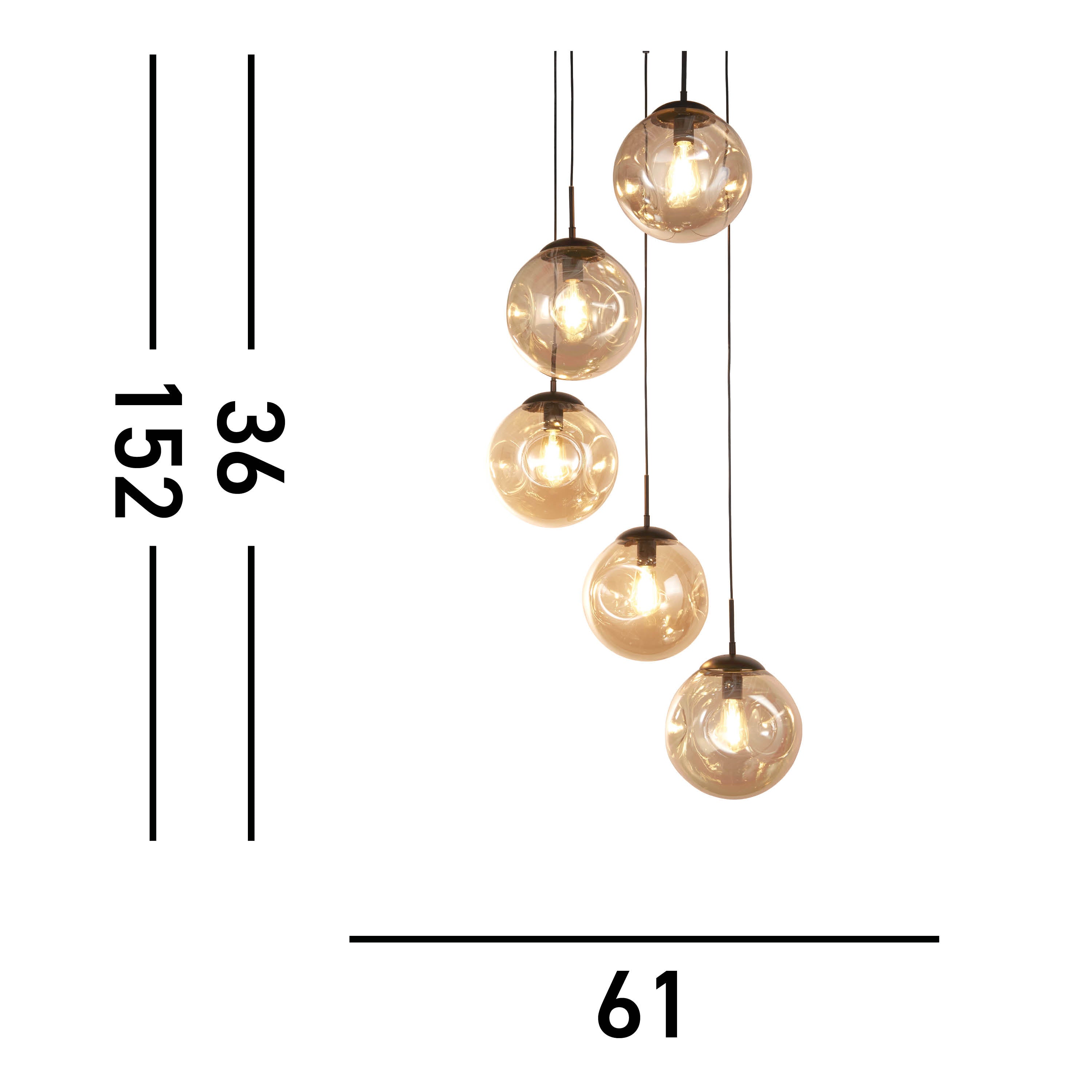 Searchlight Punch Black 5 Light Multi-Drop Bar Pendant With Champagne Punched Glass Shade