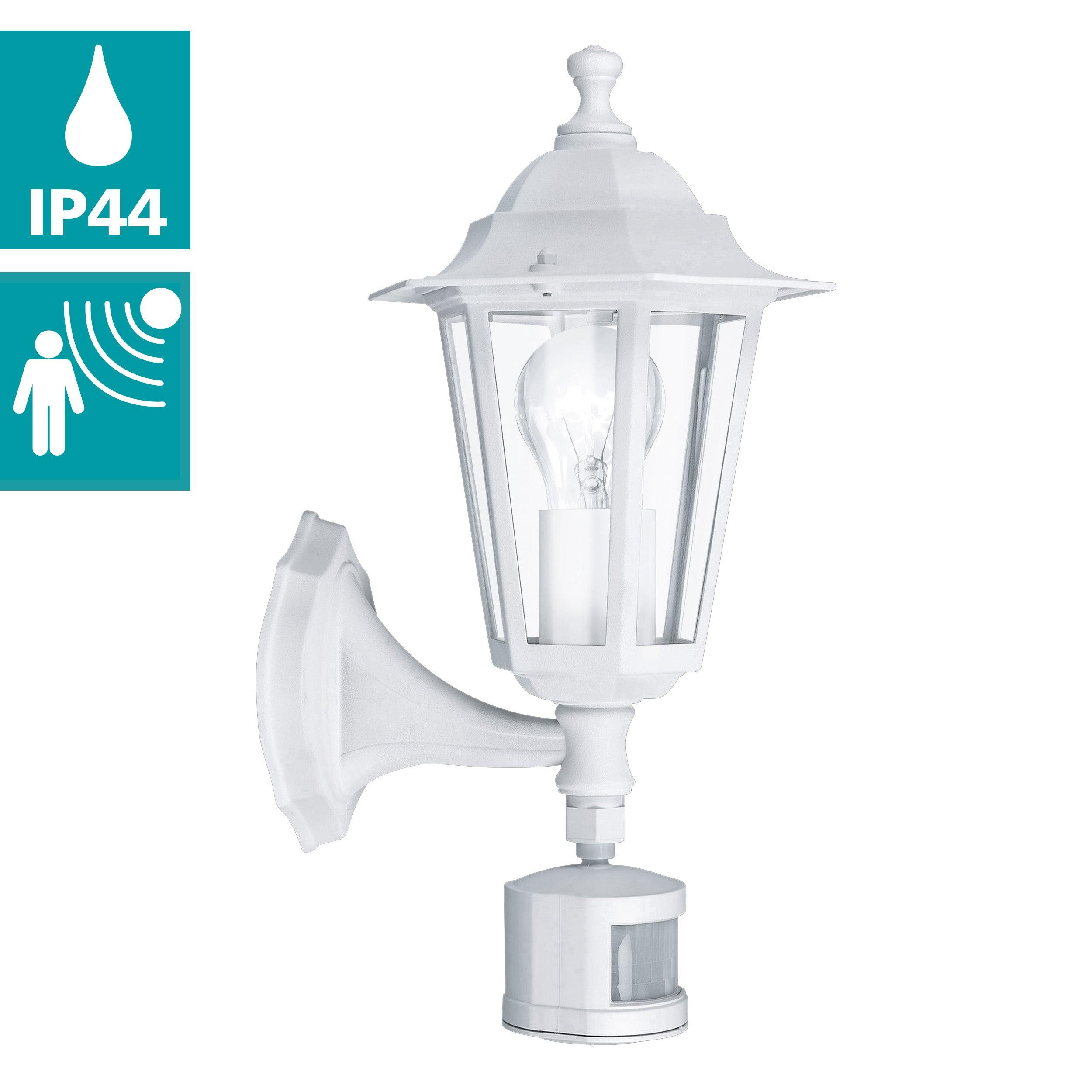 Eglo Laterna 5 White PIR Upright Lantern Outdoor Wall Light - IP44-WAREHOUSE-40-200326