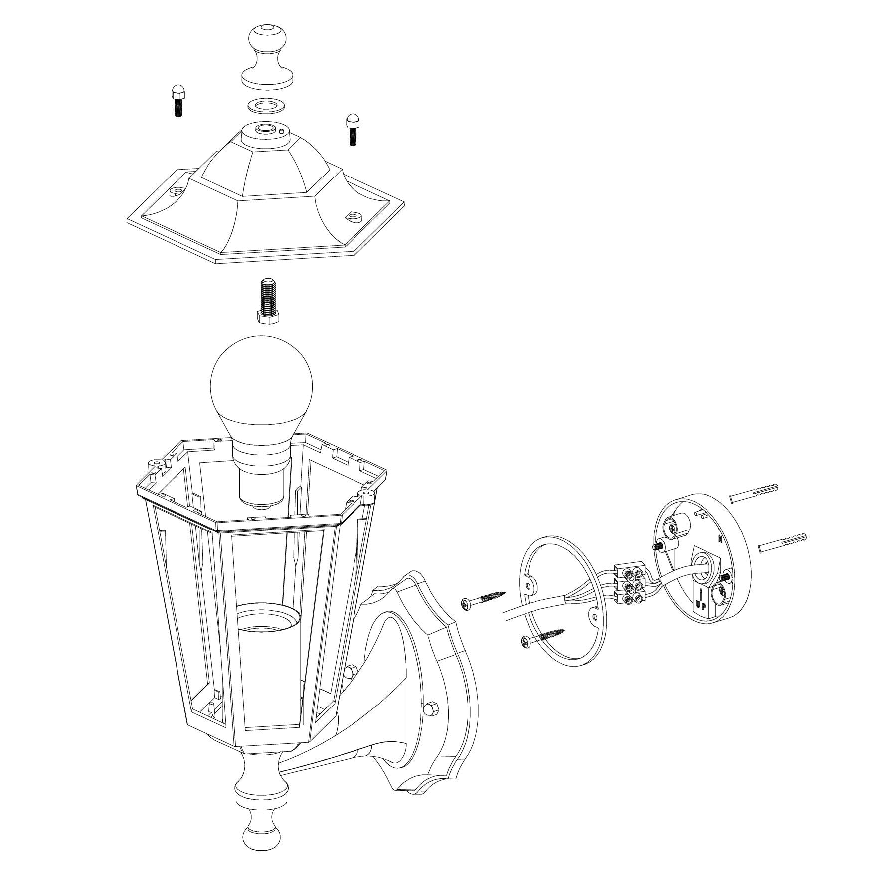 eglo laterna 4 black upright lantern outdoor wall light ip44 Hallway Lighting Close up