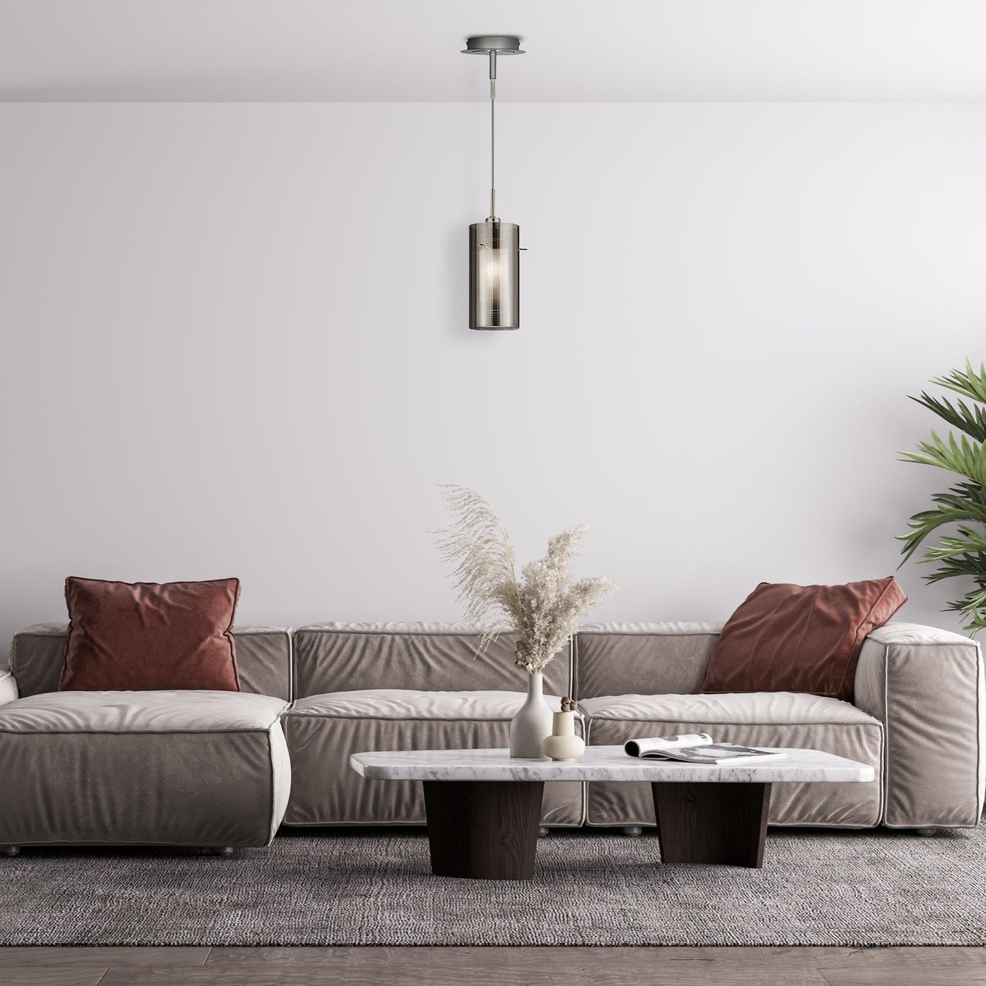 Duo 2 - 1 Light Ceiling Pendant Smokey/Frosted Glass Shades-clearance