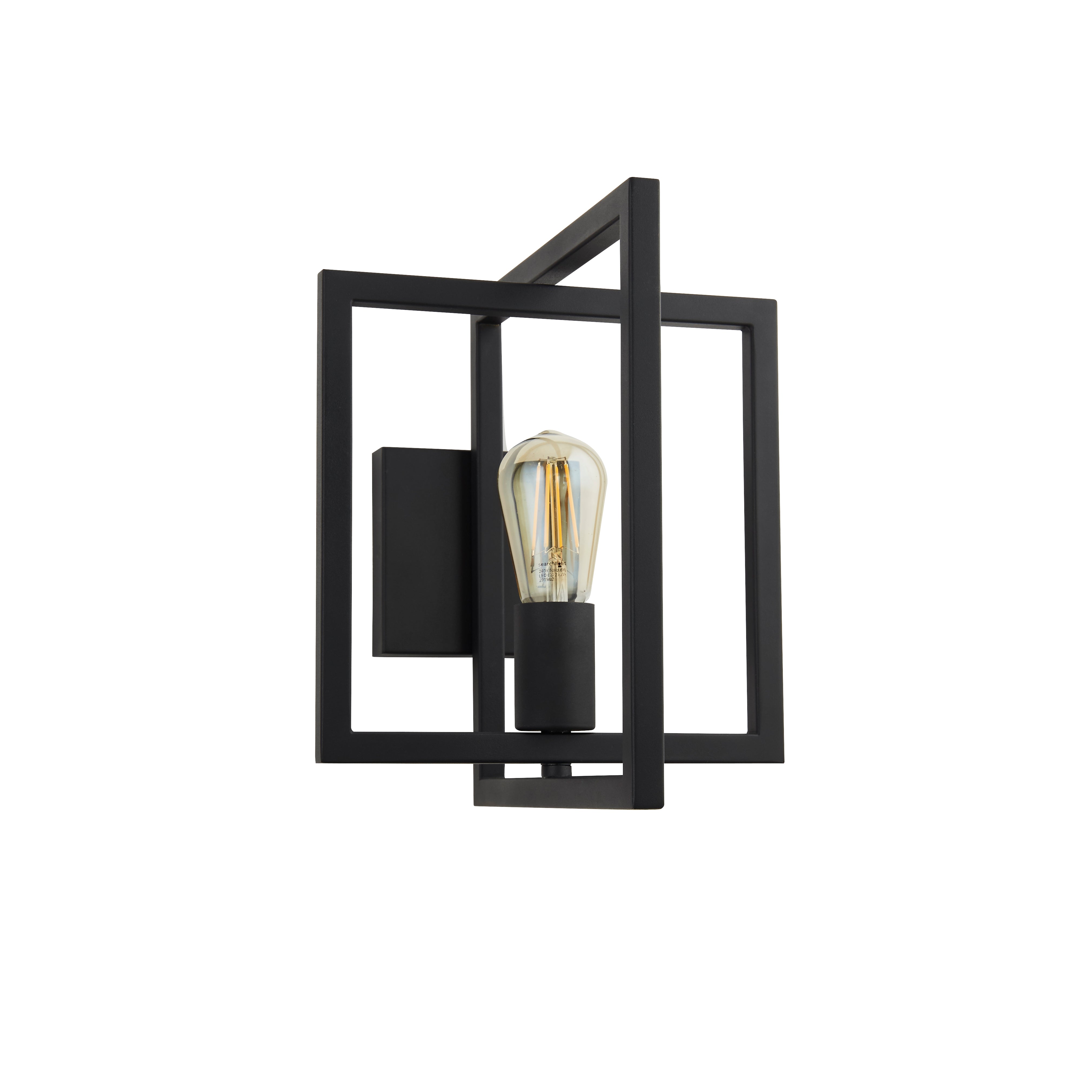 Searchlight Plaza Wall Light - Matt Black Metal