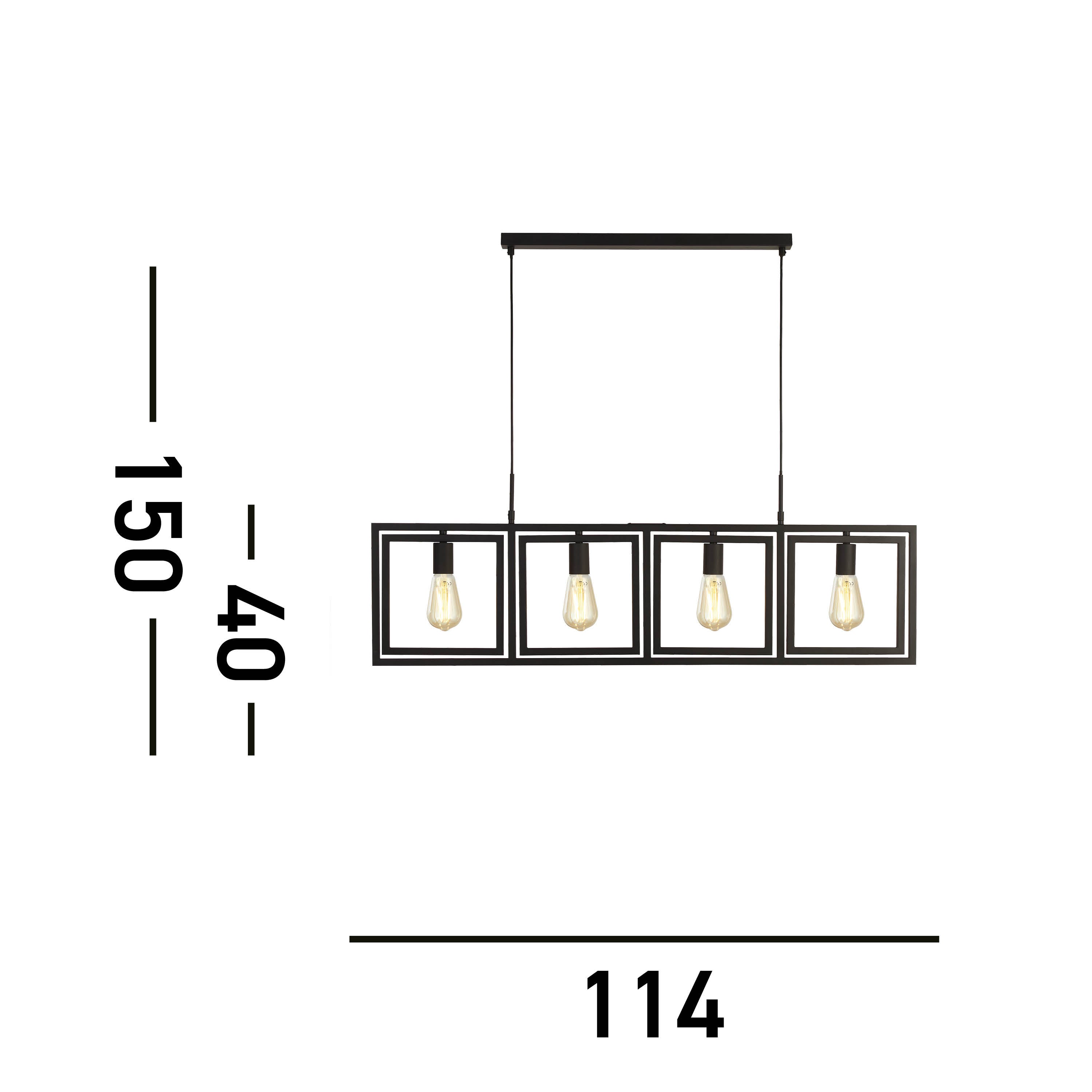 Searchlight Plaza 4 Light Black Pendant