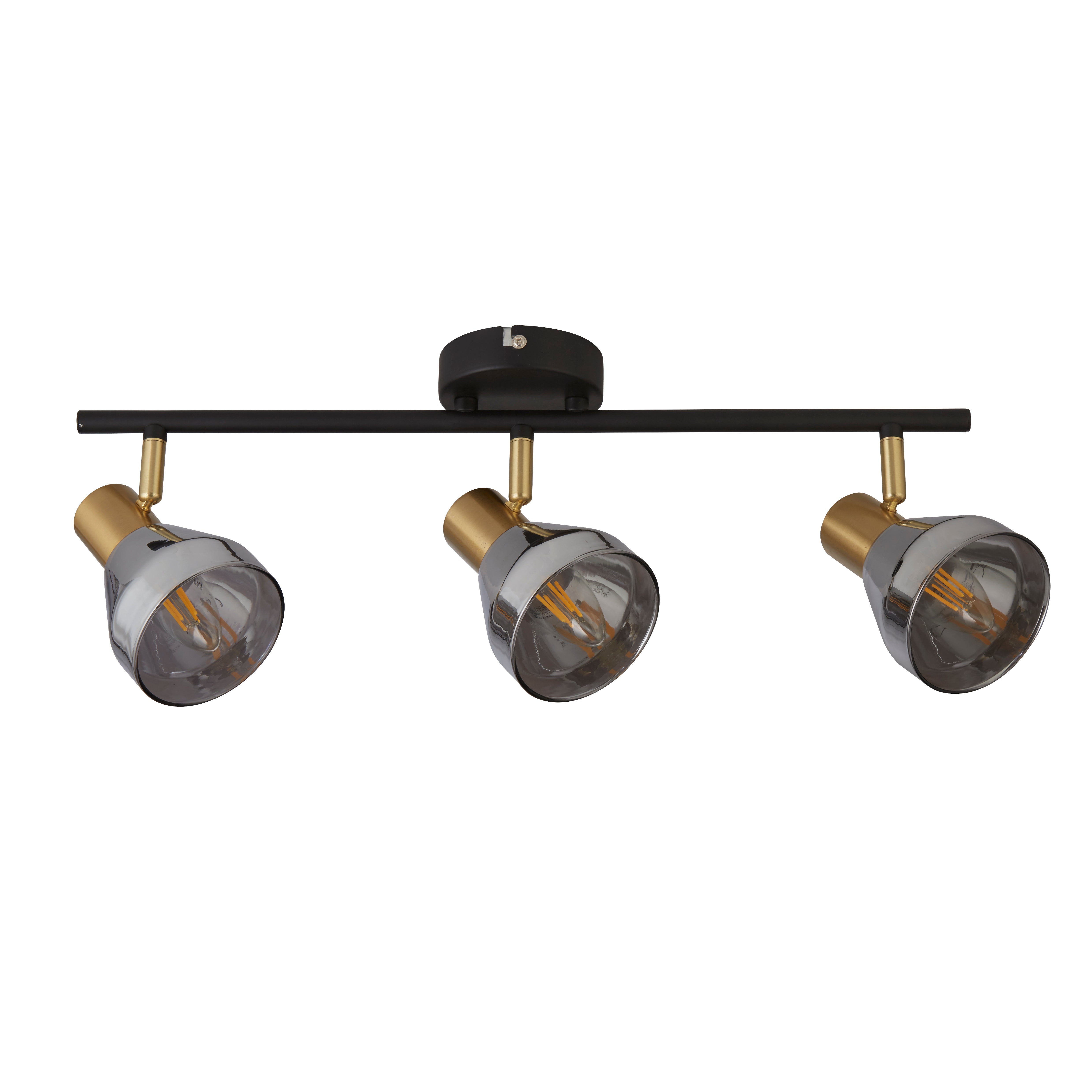 Searchlight Westminster 3 Light Black & Brass Spotlight