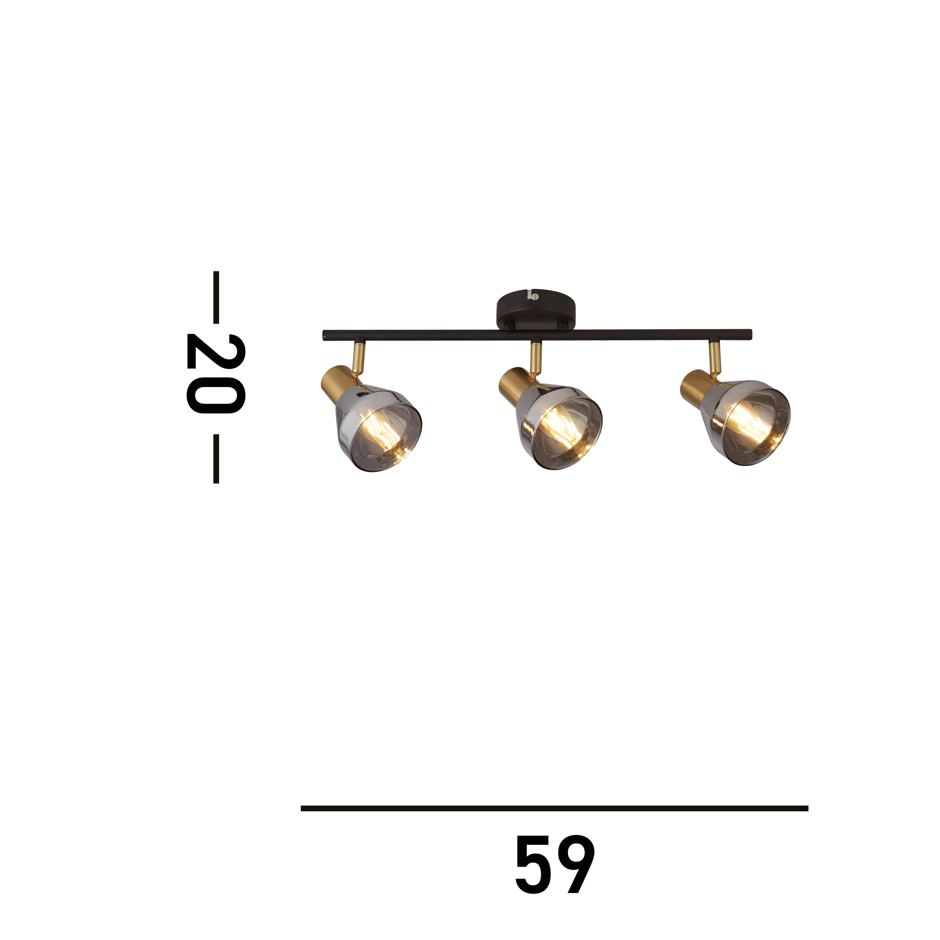 Searchlight Westminster 3 Light Black & Brass Spotlight