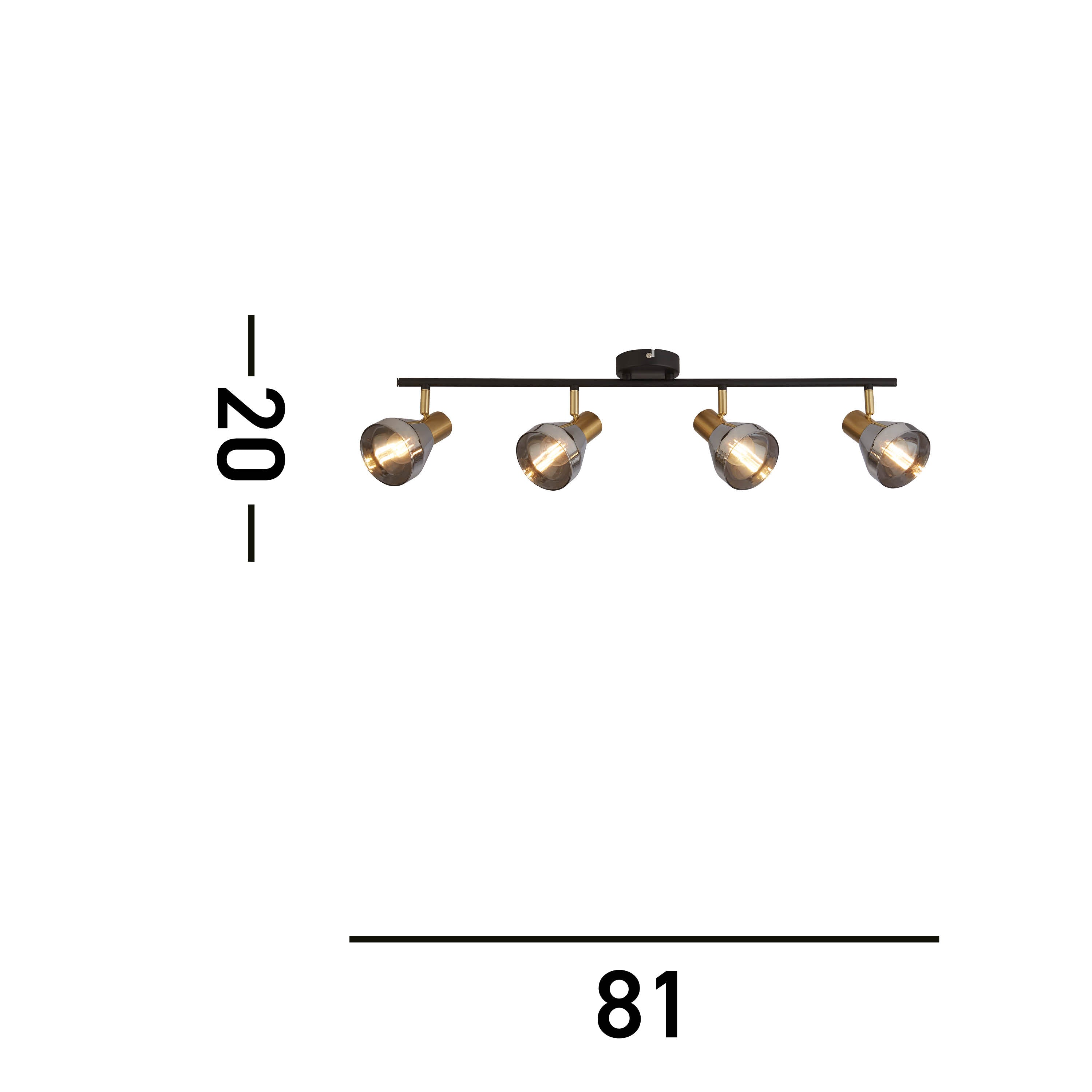 Searchlight Westminster 4 Light Black & Brass Spotlight