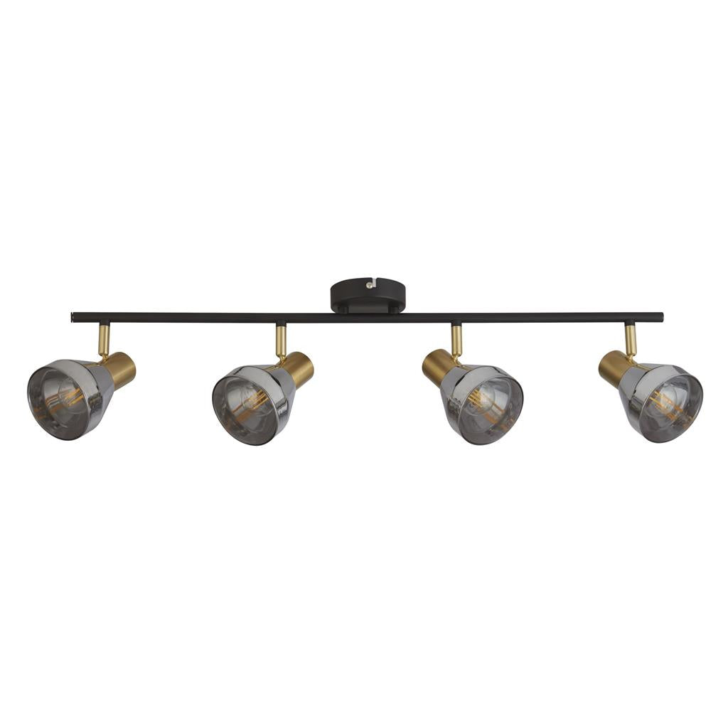 Searchlight Westminster 4 Light Black & Brass Spotlight