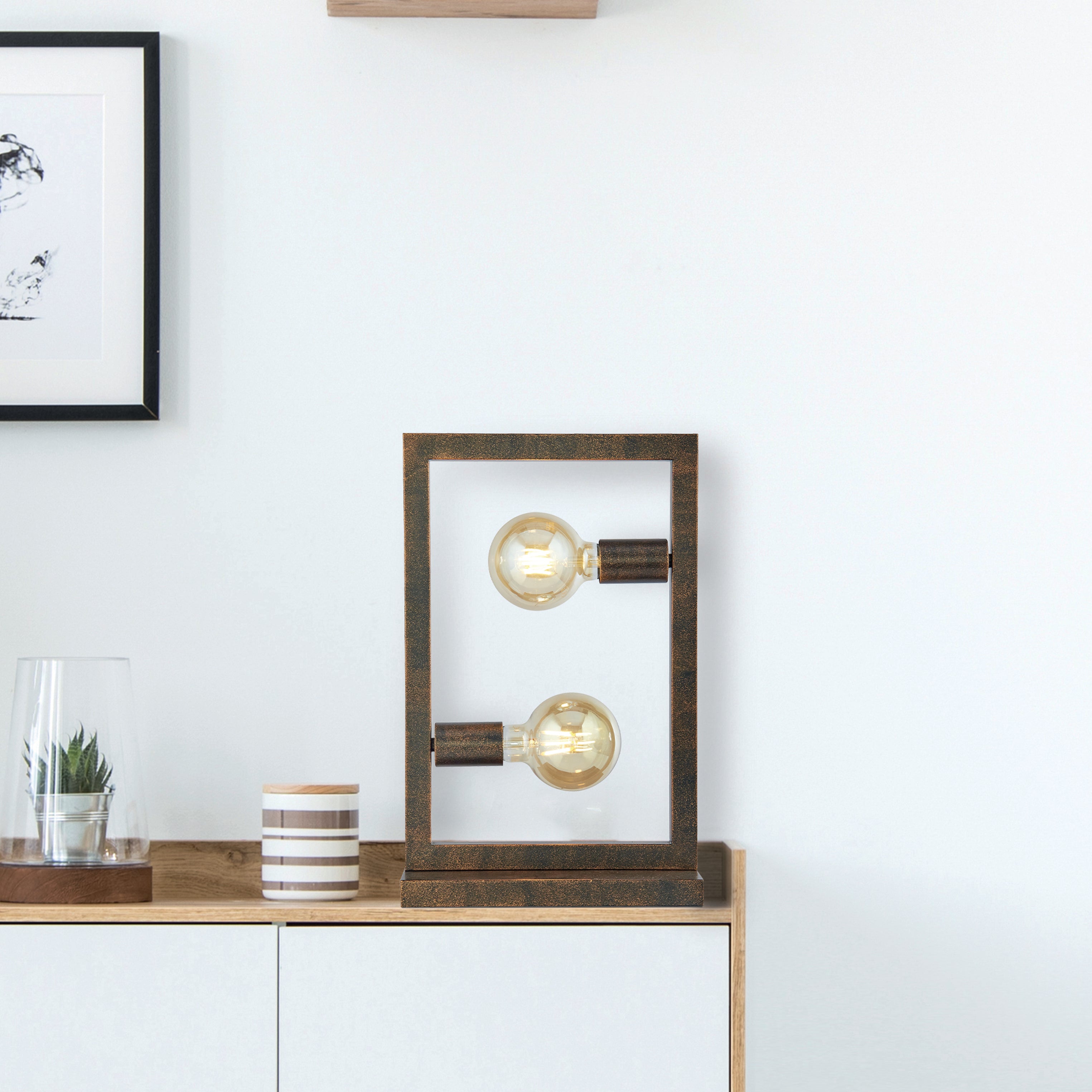 Searchlight Oblong 2 Rustic Brown Light Table Lamp