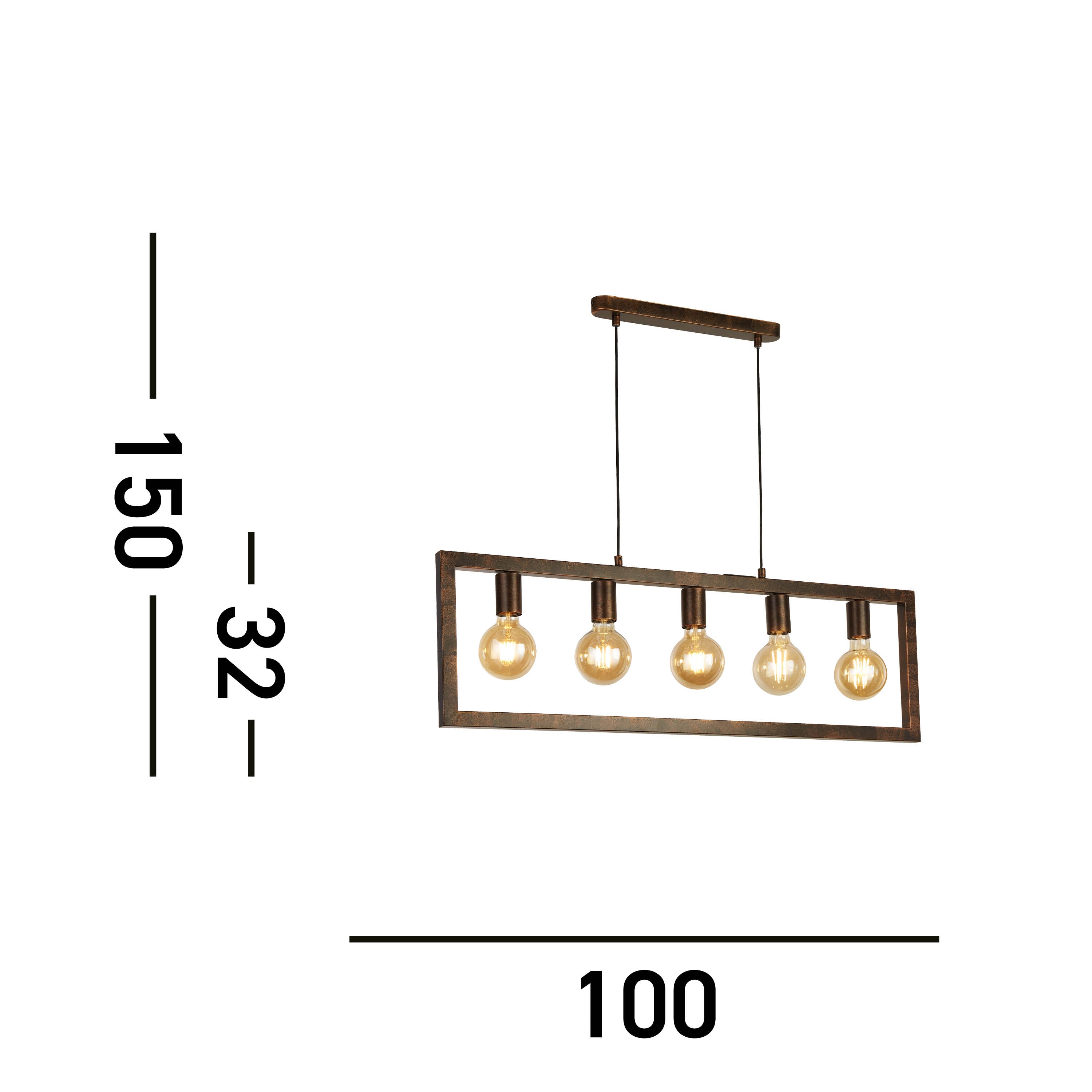 Searchlight Oblong 5 Brown Light Pendant