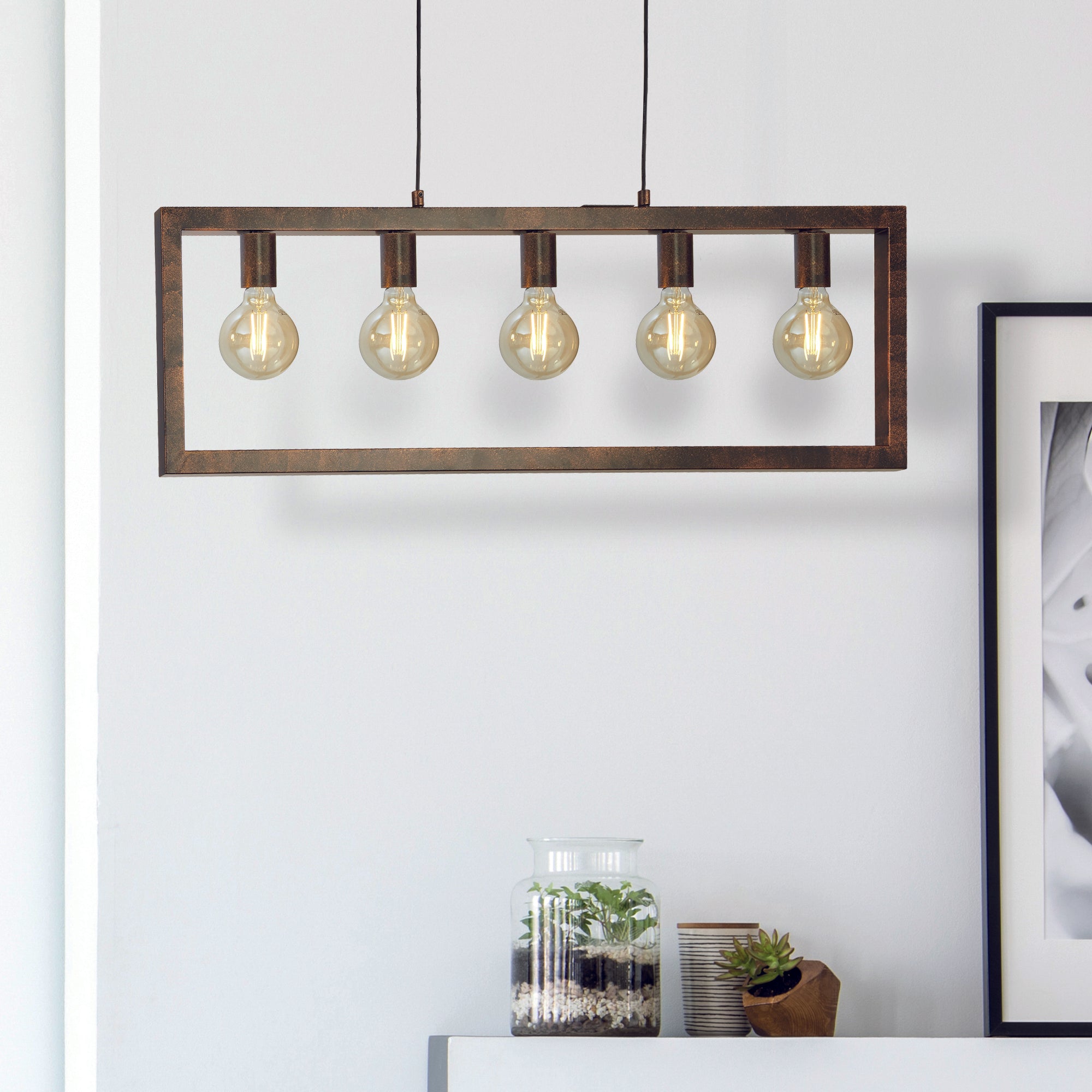 Searchlight Oblong 5 Brown Light Pendant