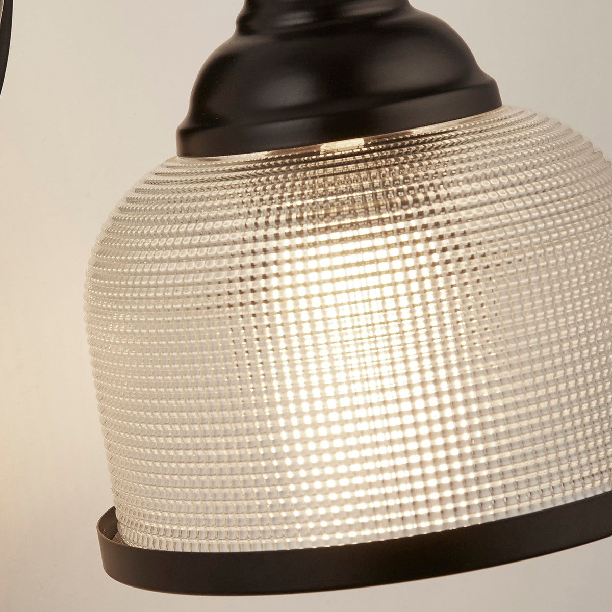 Searchlight Highworth Black Wall Light - Holophane Glass Shade-warehouse-180926