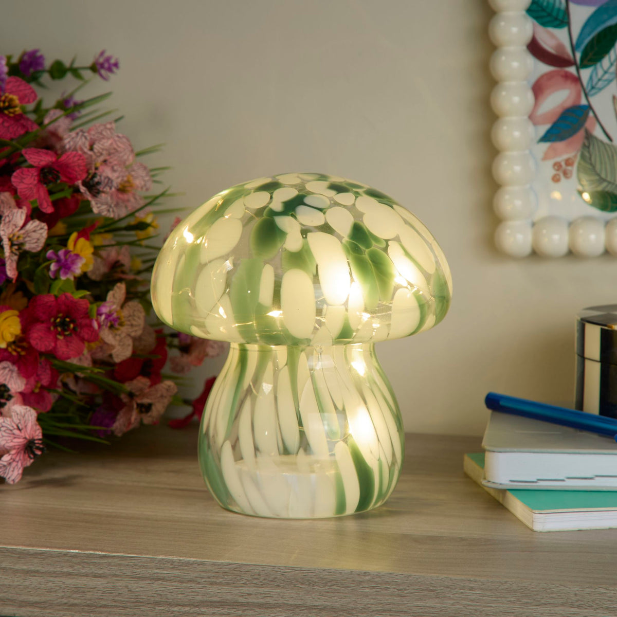 Amelia, Green & White Glazed, Table Lamp - Integrated LED-warehouse-091026