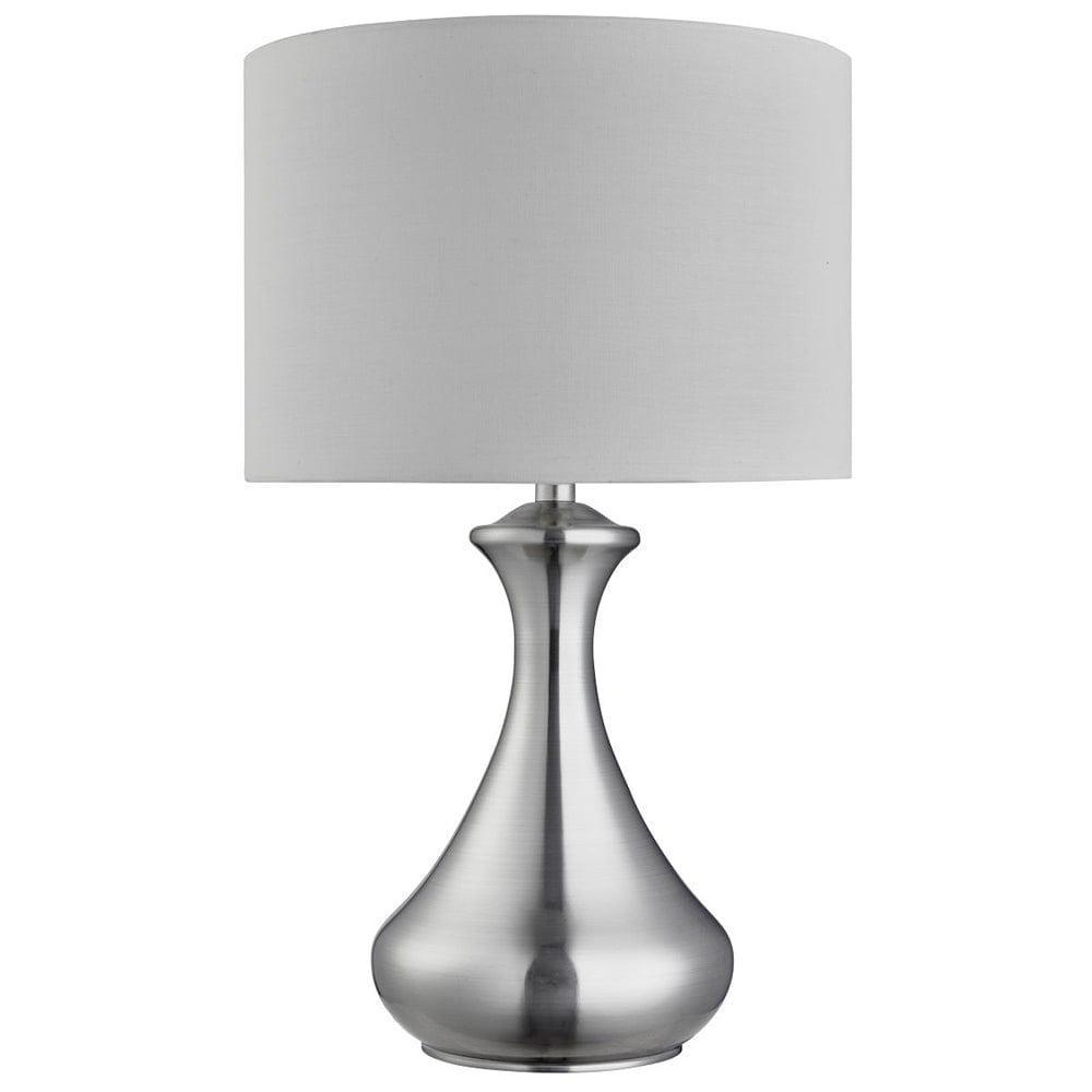 Searchlight Touch Lamp Satin Silver - White Shade-warehouse-091026