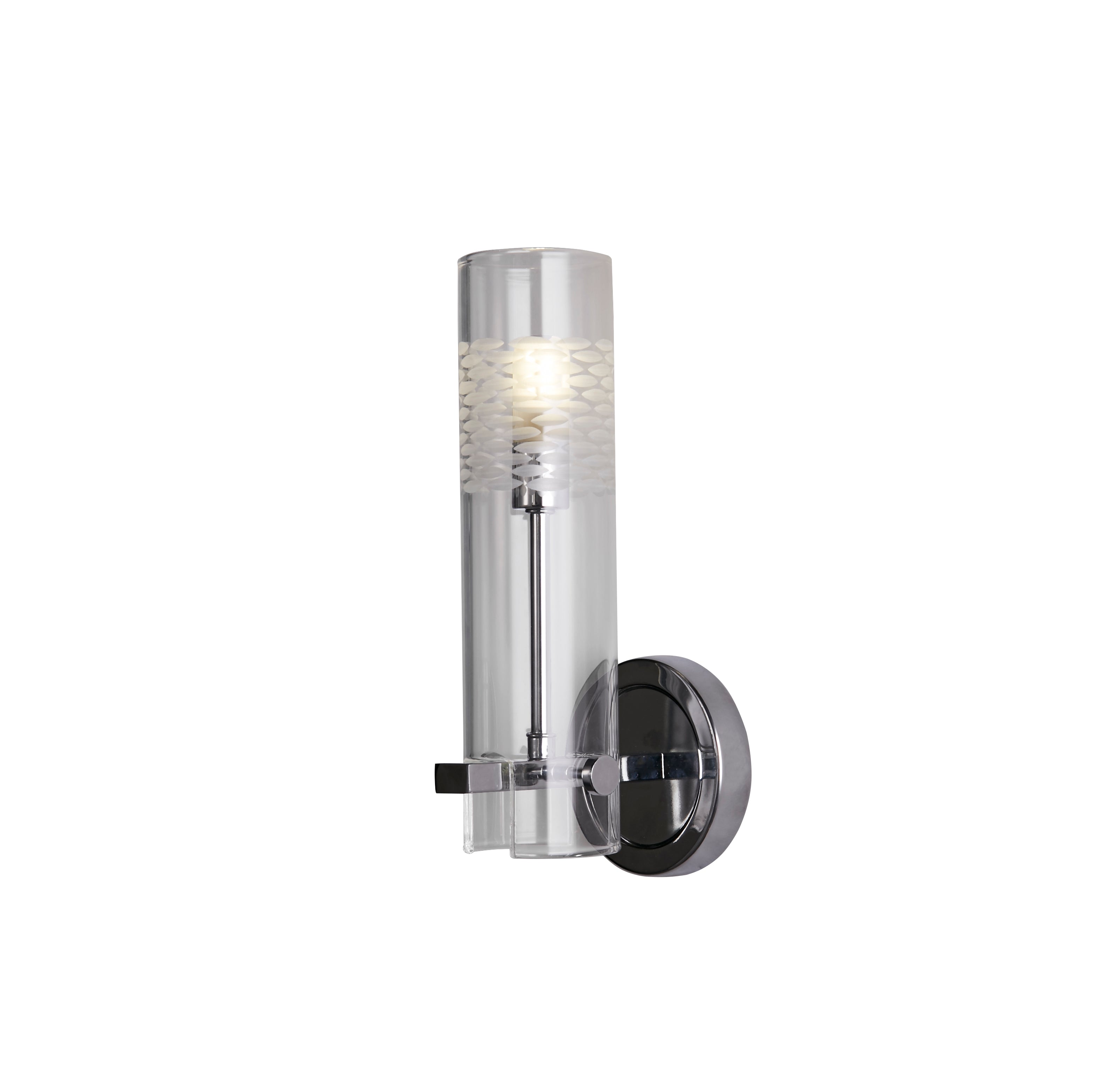 Searchlight Scope Chrome Bathroom Wall Light - Clear Etched Glass