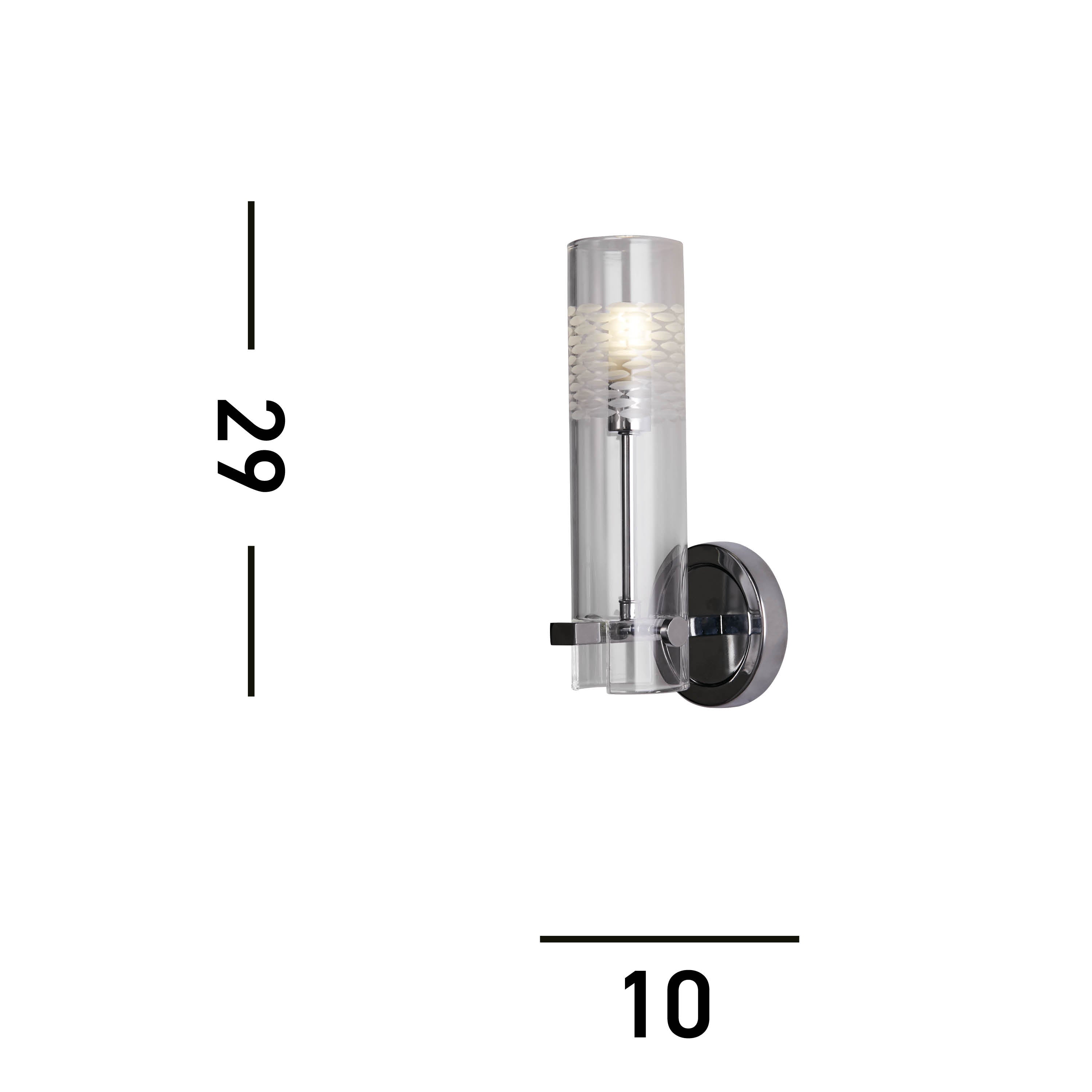 Searchlight Scope Chrome Bathroom Wall Light - Clear Etched Glass