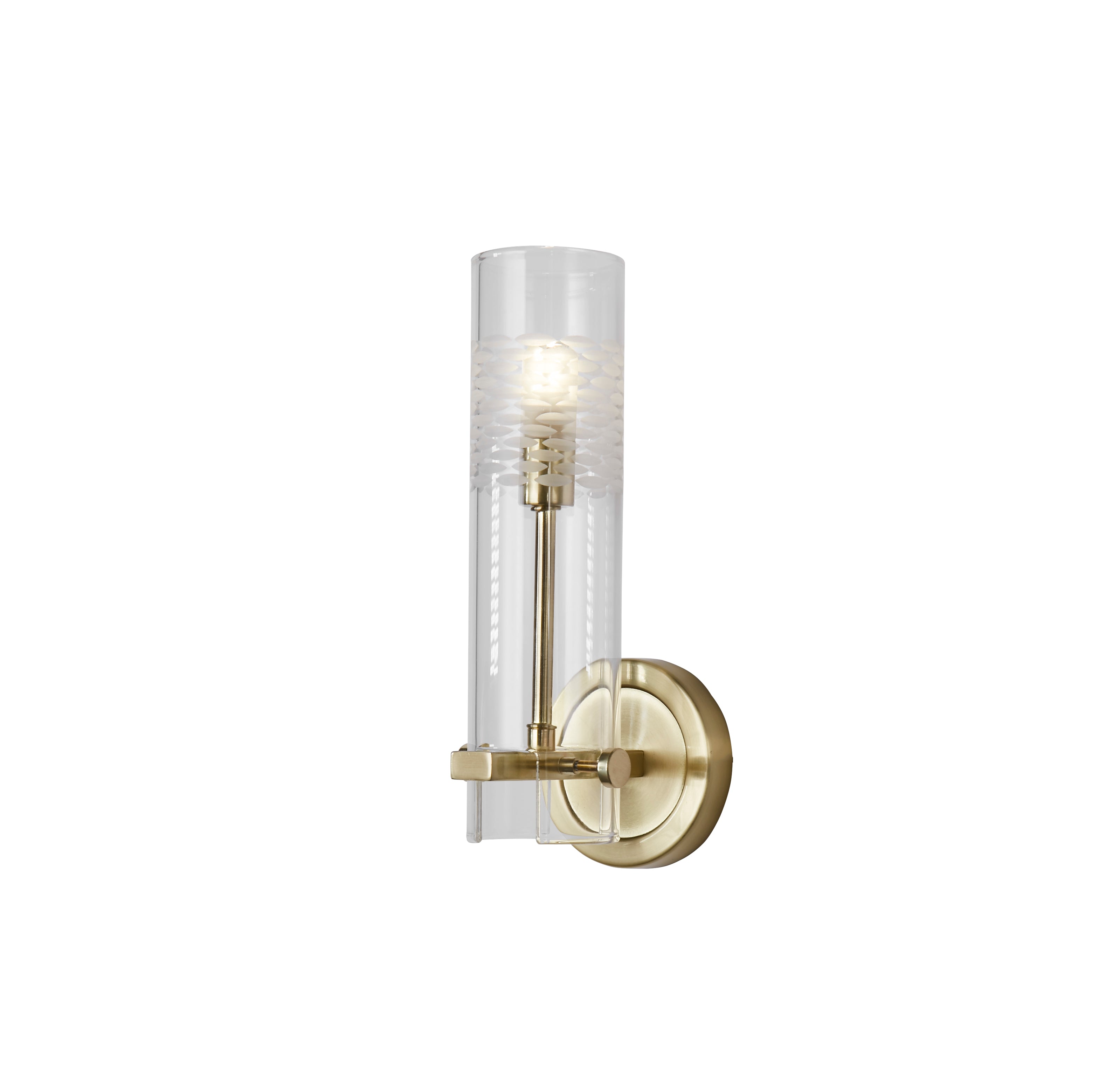 Searchlight Scope Brass Bathroom Wall Light - Clear Etched Glass