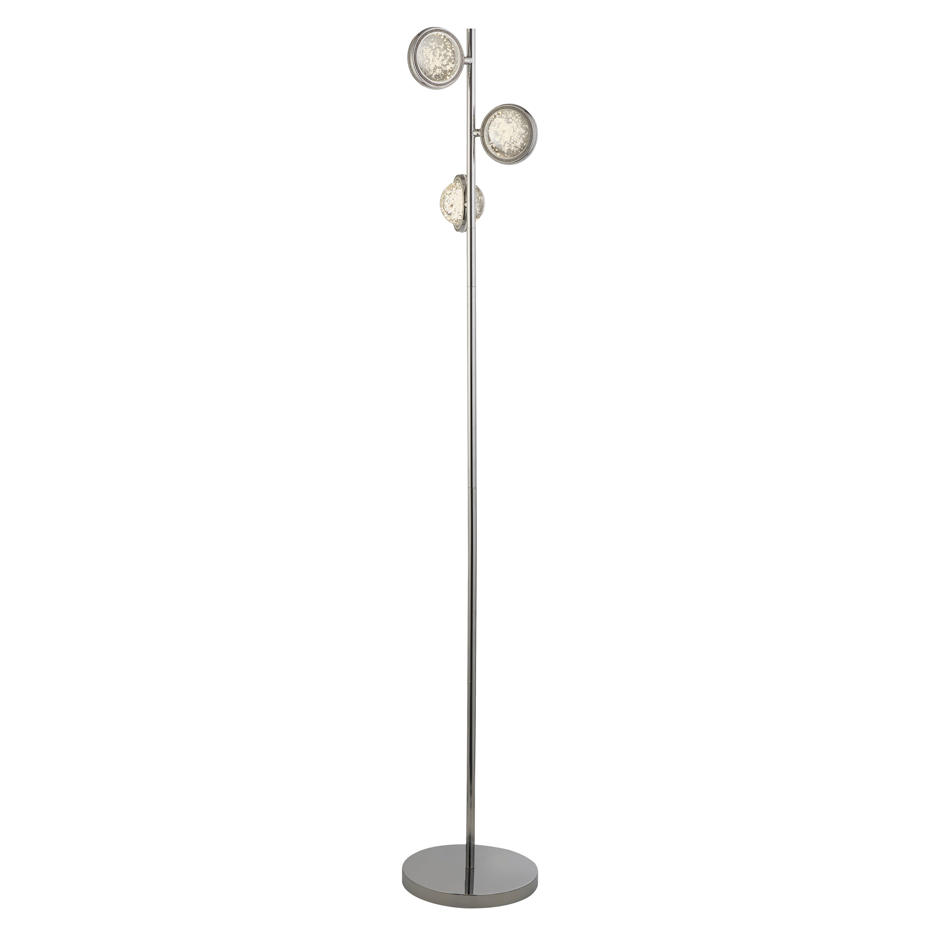 Searchlight Quartz 3 Light Chrome Floor Lamp - Bubble Glass