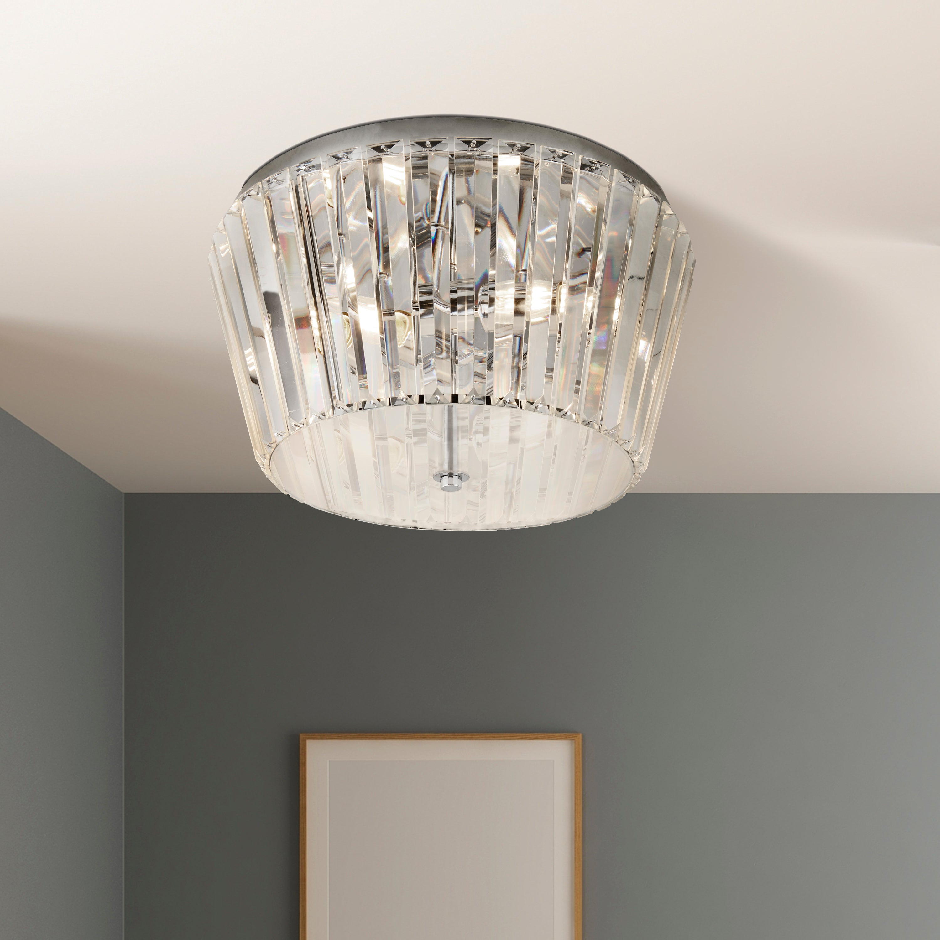Searchlight Tiara 3 Chrome Flush Ceiling Light