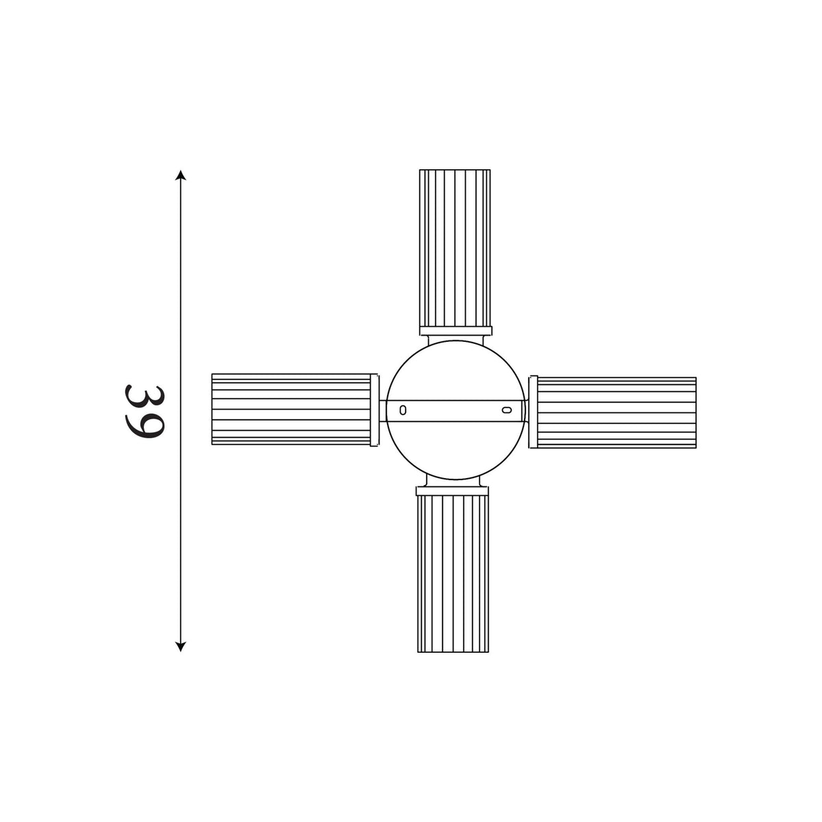 Dimension diagram of the Imperial Bathroom, Black, Flush Ceiling Light - IP44 with height and width in cm.