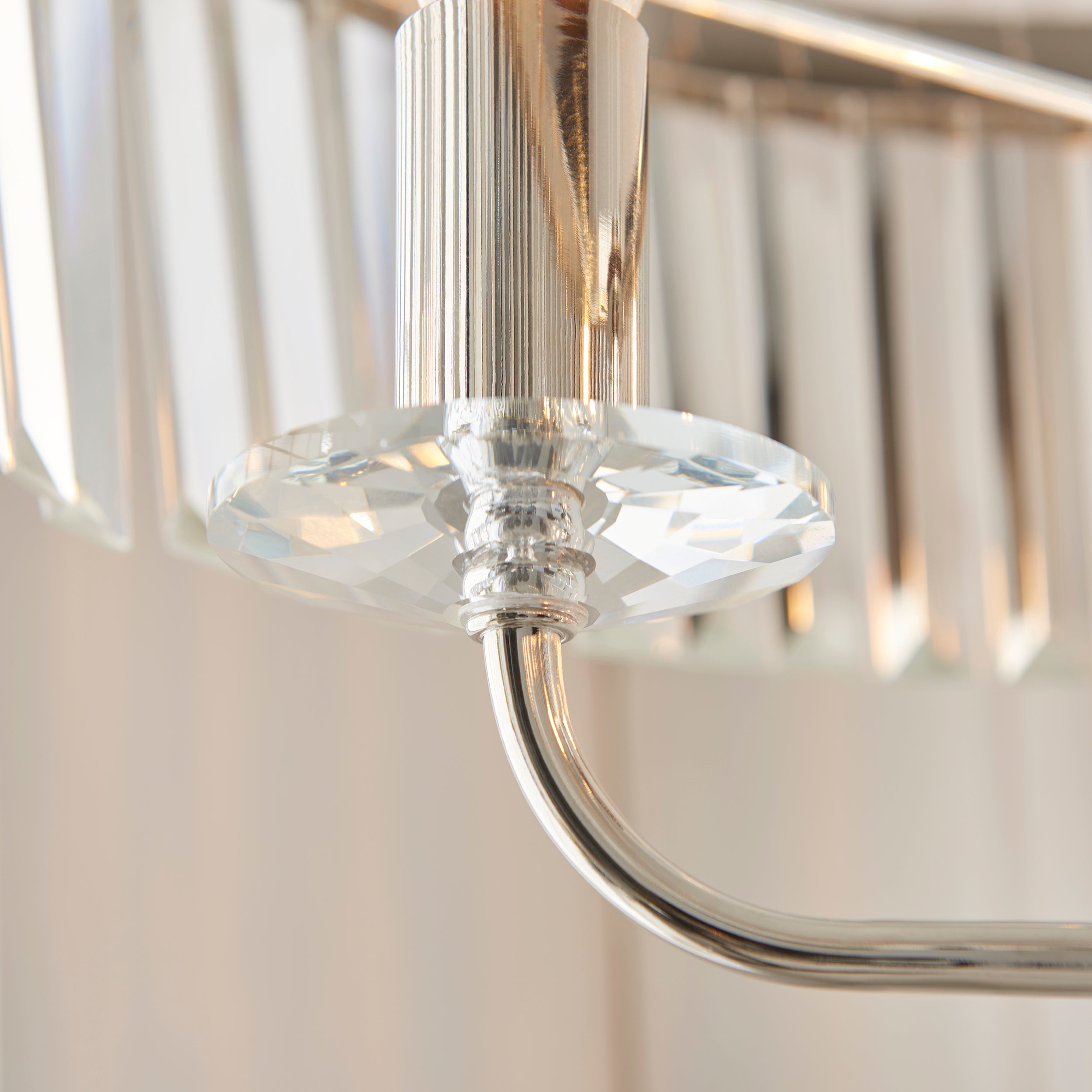 Ealing 3 Light Round Nickel & Clear Cut Glass Floor Lamp