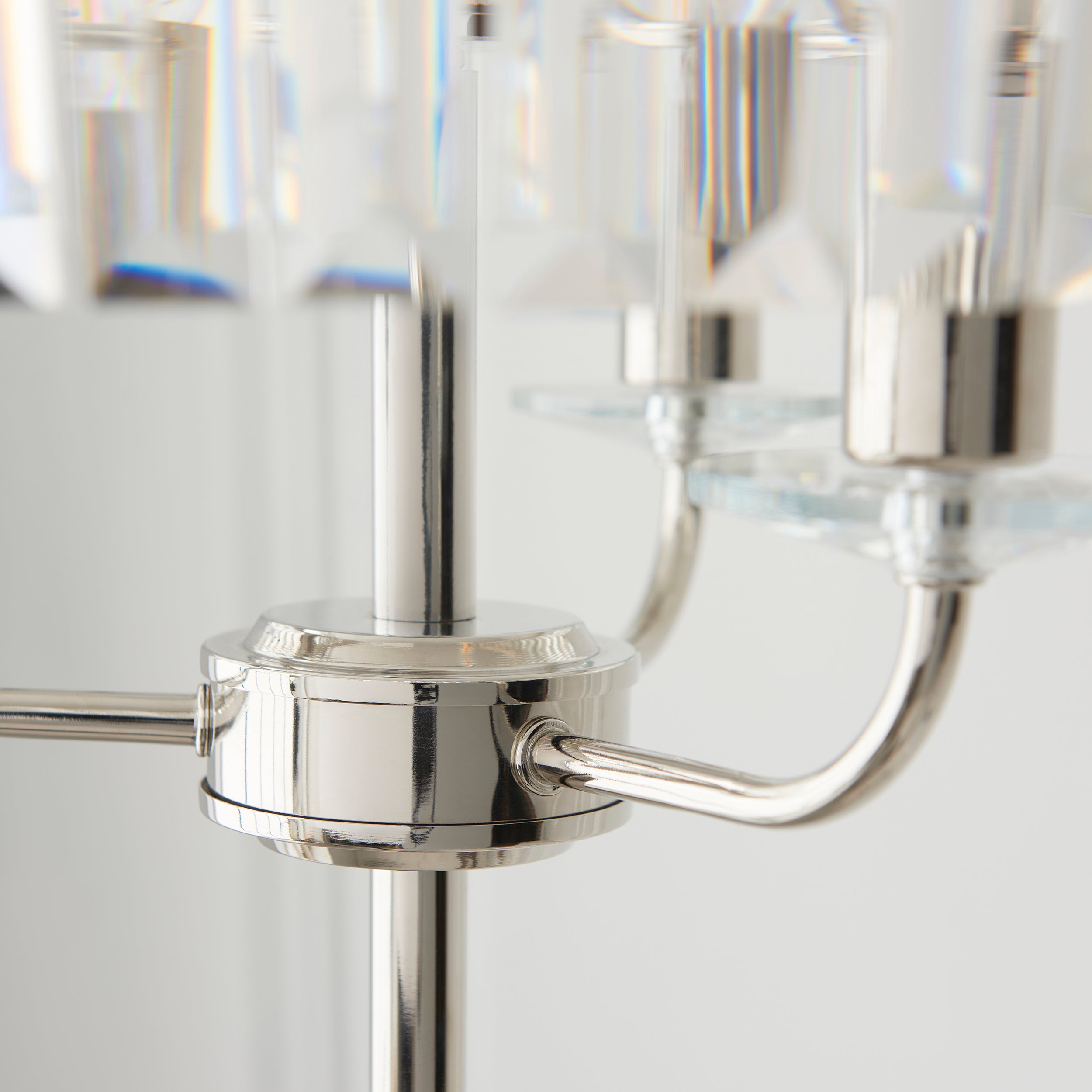 Ealing 3 Light Round Nickel & Clear Cut Glass Floor Lamp