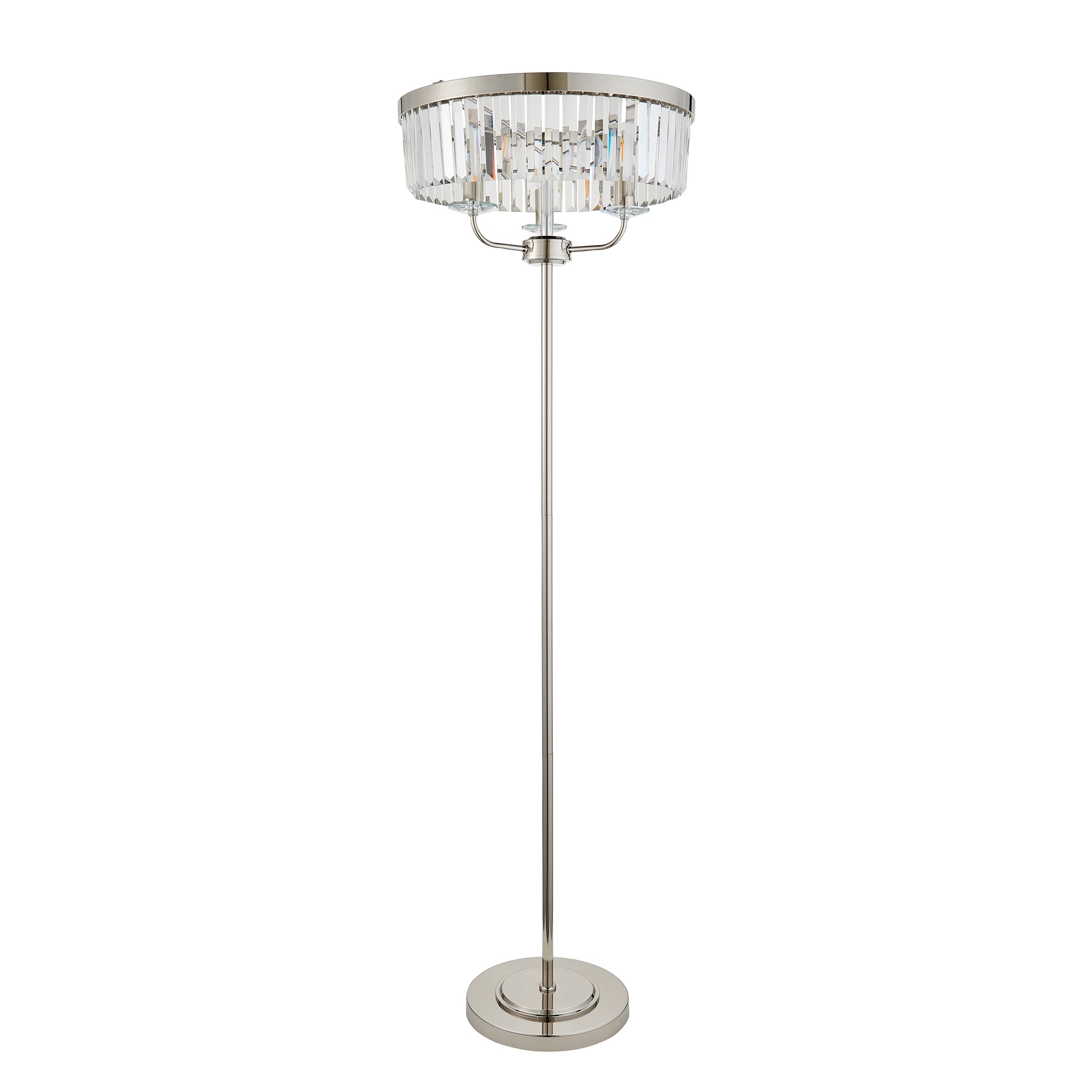 Ealing 3 Light Round Nickel & Clear Cut Glass Floor Lamp