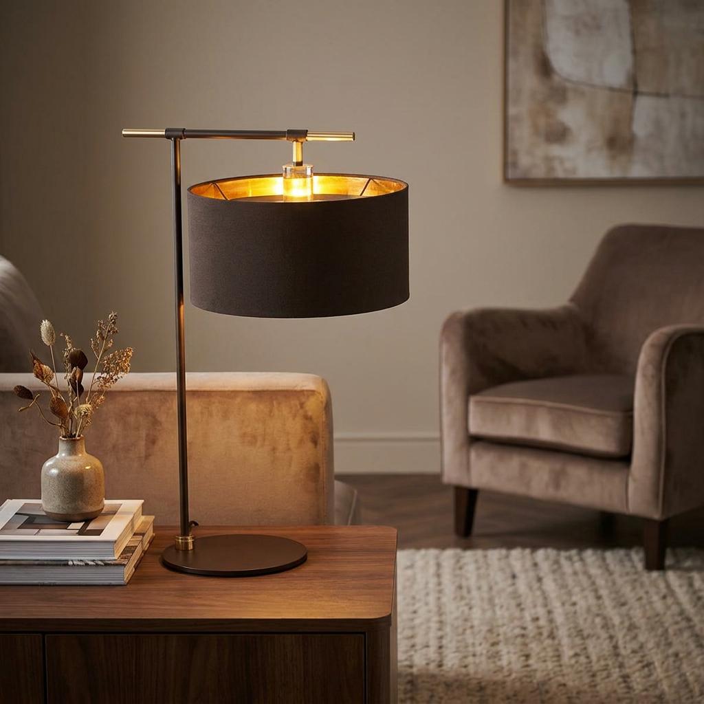 Elstead Balance Brown & Brass Table Lamp