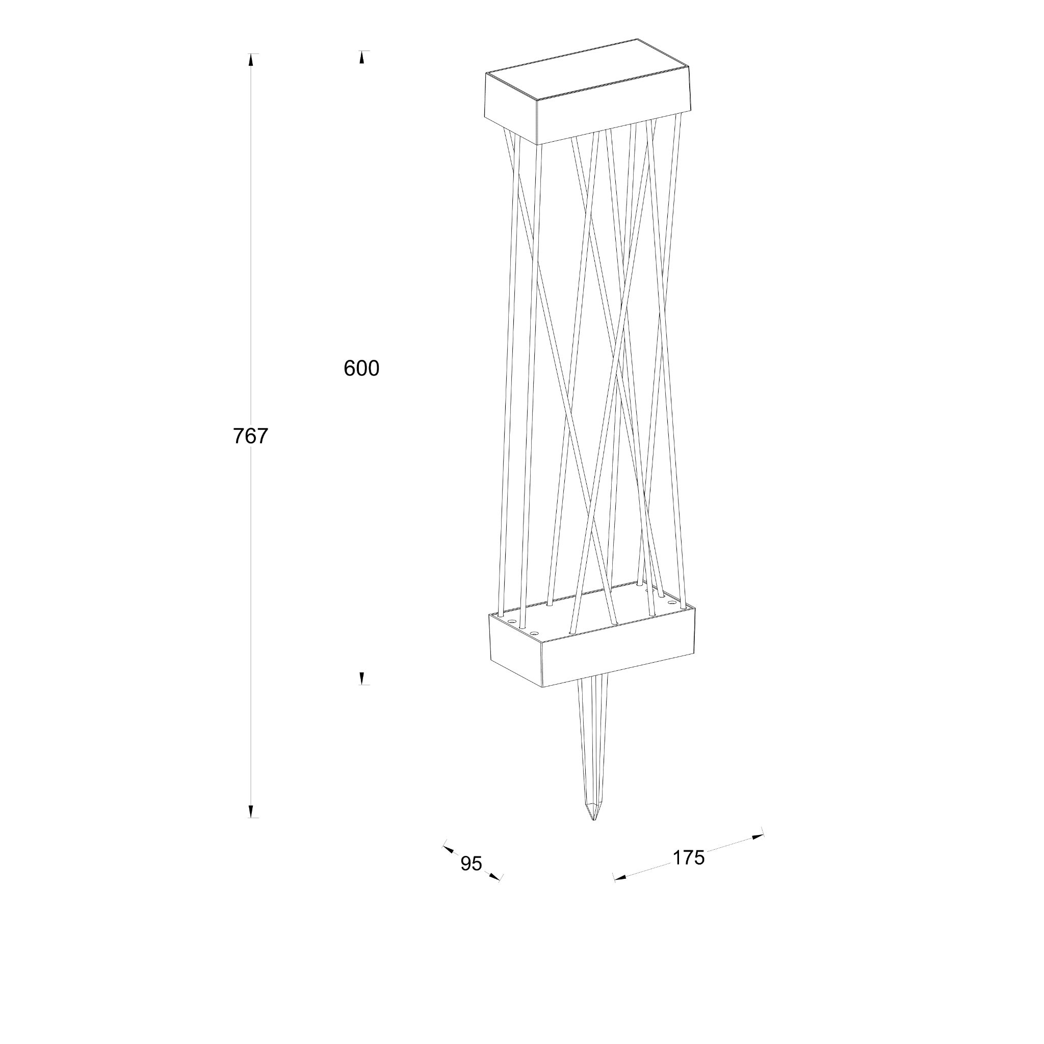 Lutec Spido Solar Integrated LED Black Bollard - With Spike