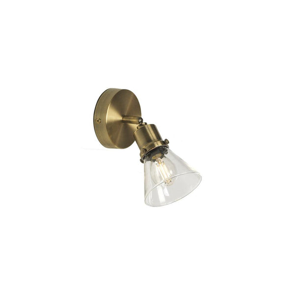 Torne Single Antique Brass & Glass Spot Light - Adjustable Head