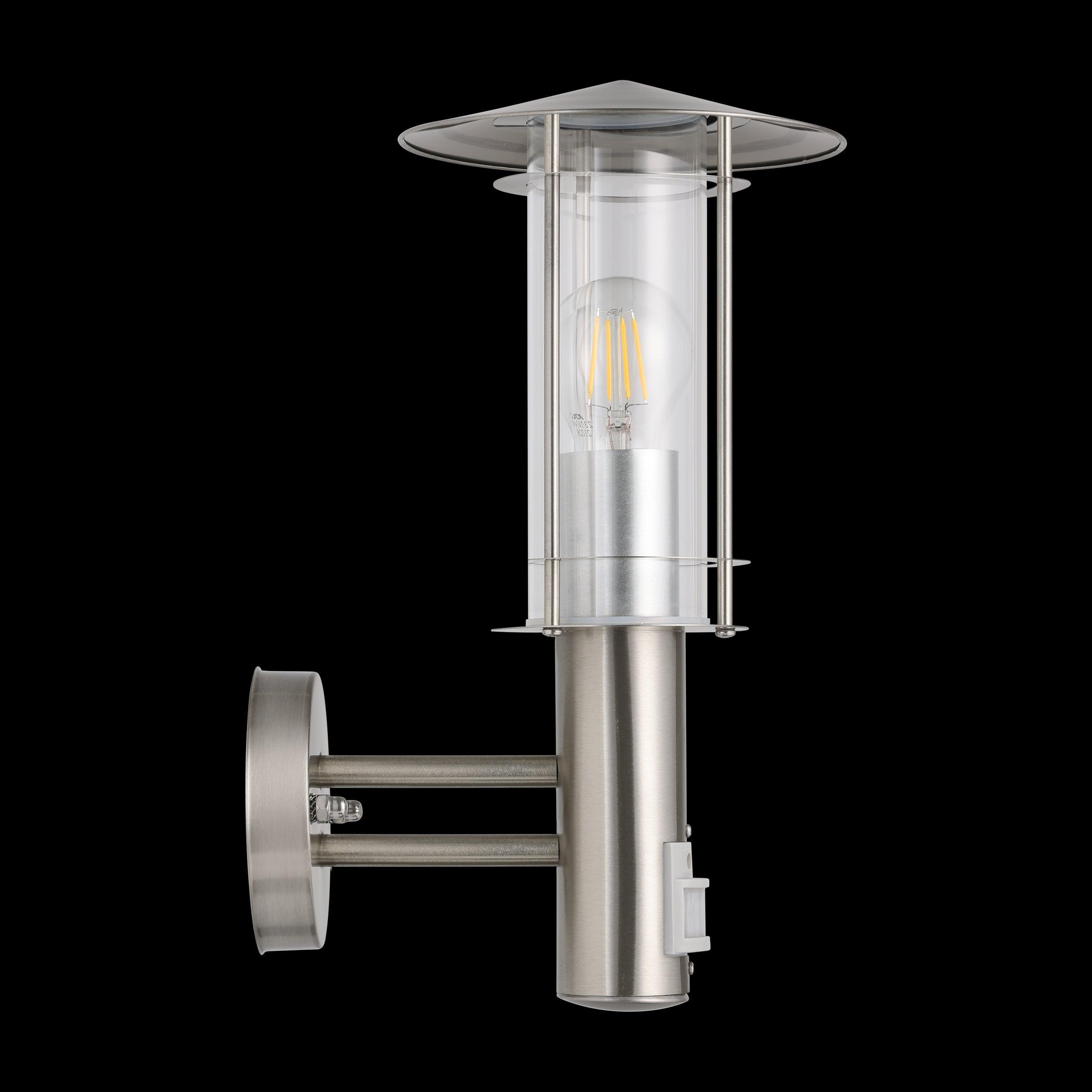 eglo lisio ip44 stainless steel pir outdoor wall light living room image