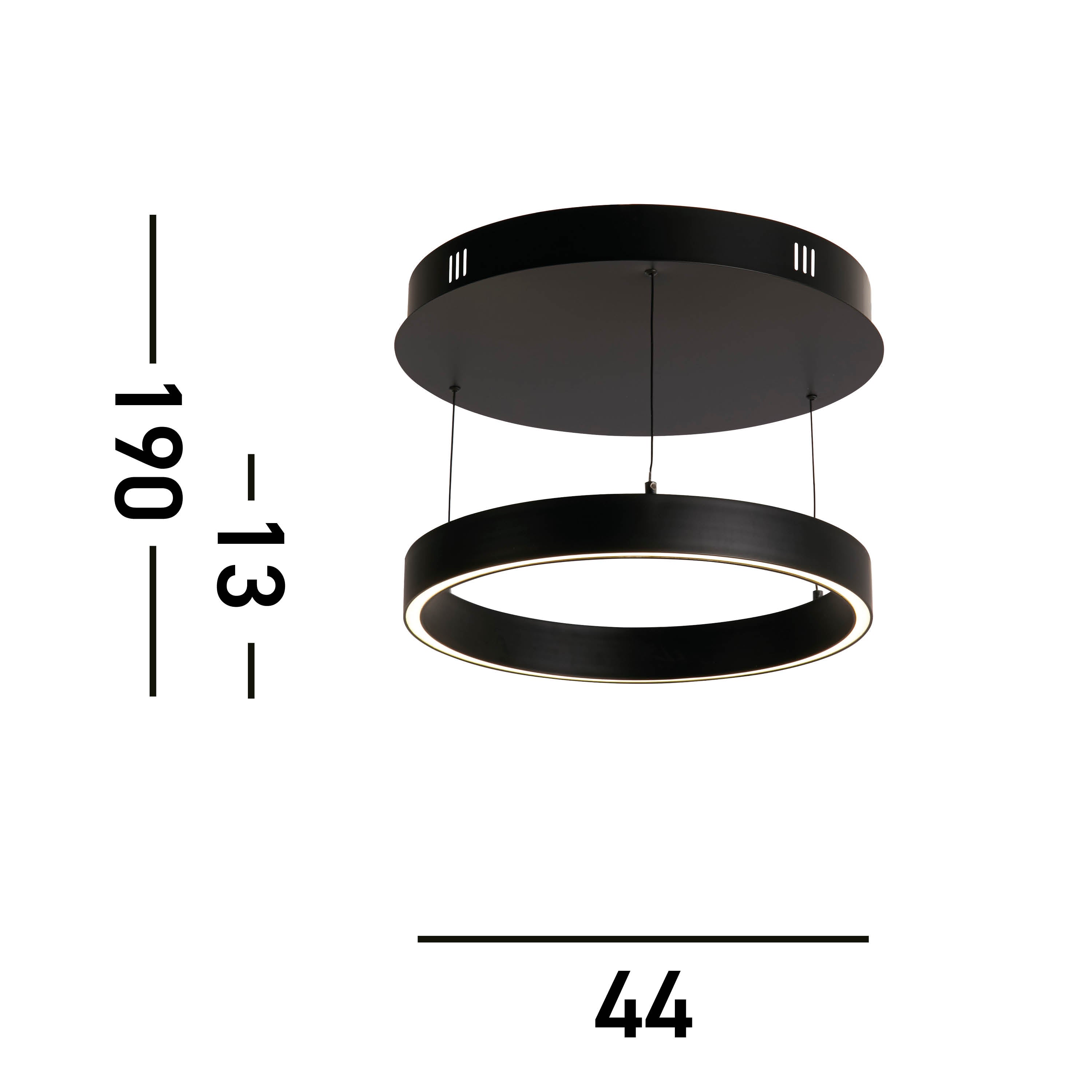 Searchlight Layla Gesture Control Black LED Round Pendant - 44cm