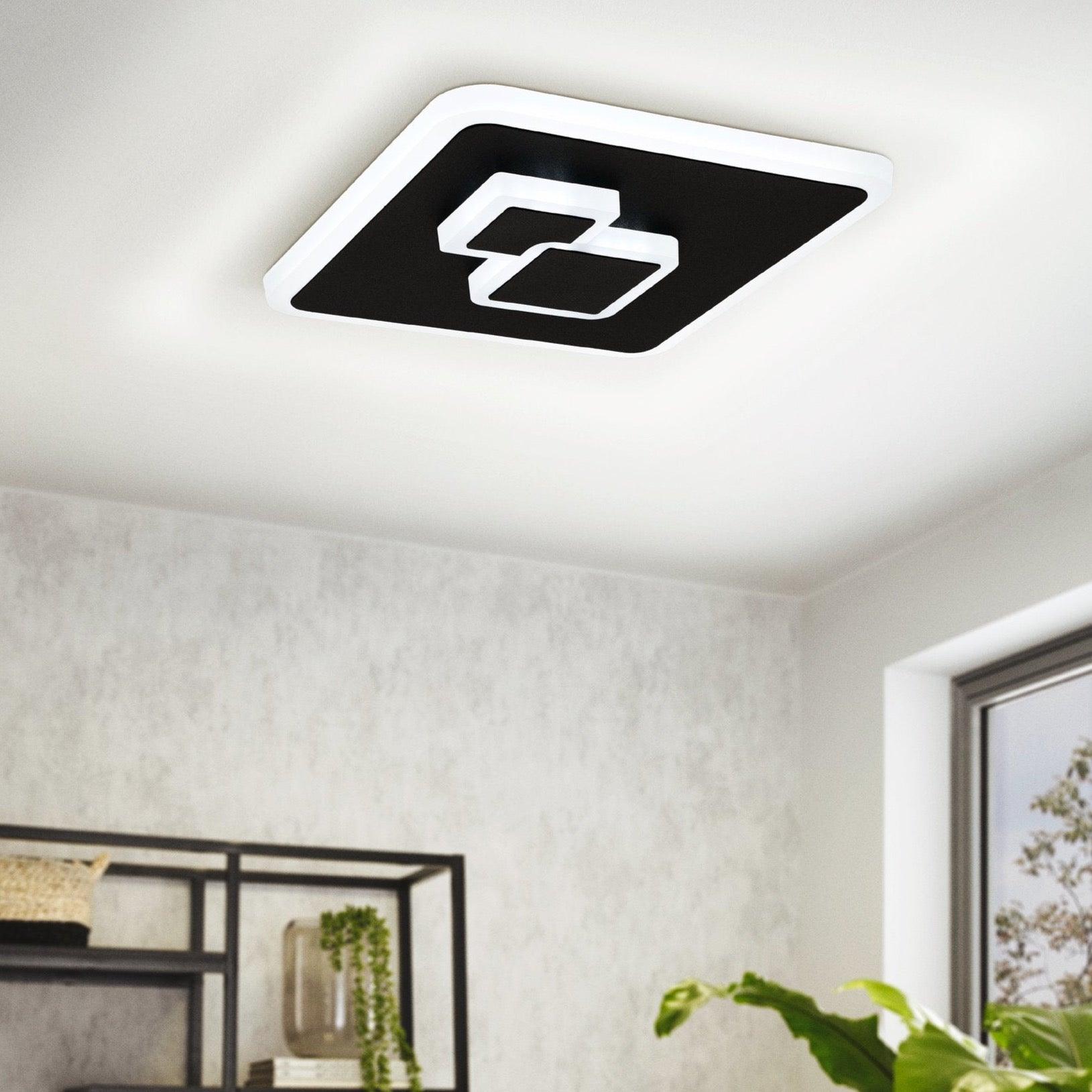 eglo cadegal led black square flush ceiling light