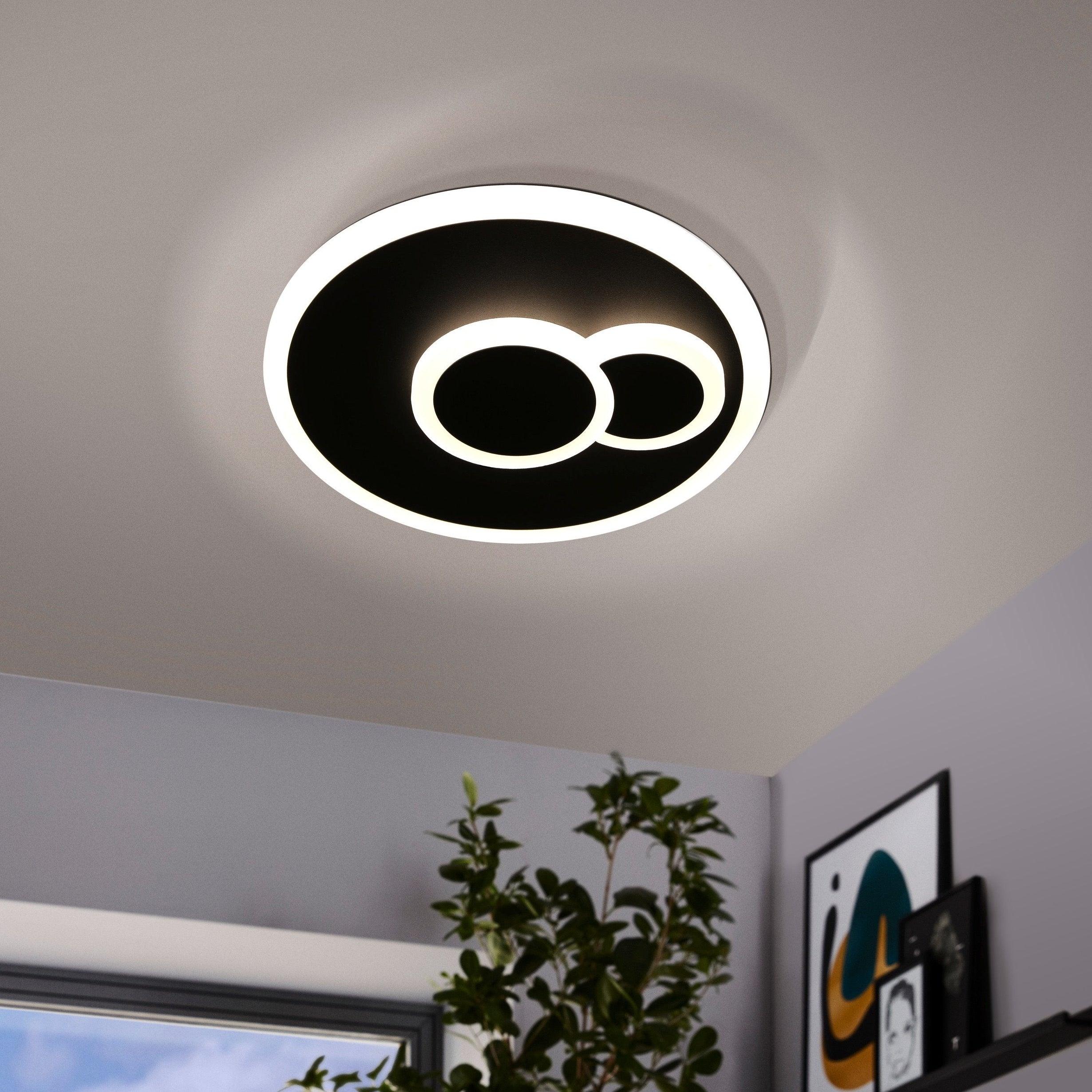 eglo cadegal led black round flush ceiling light living room image