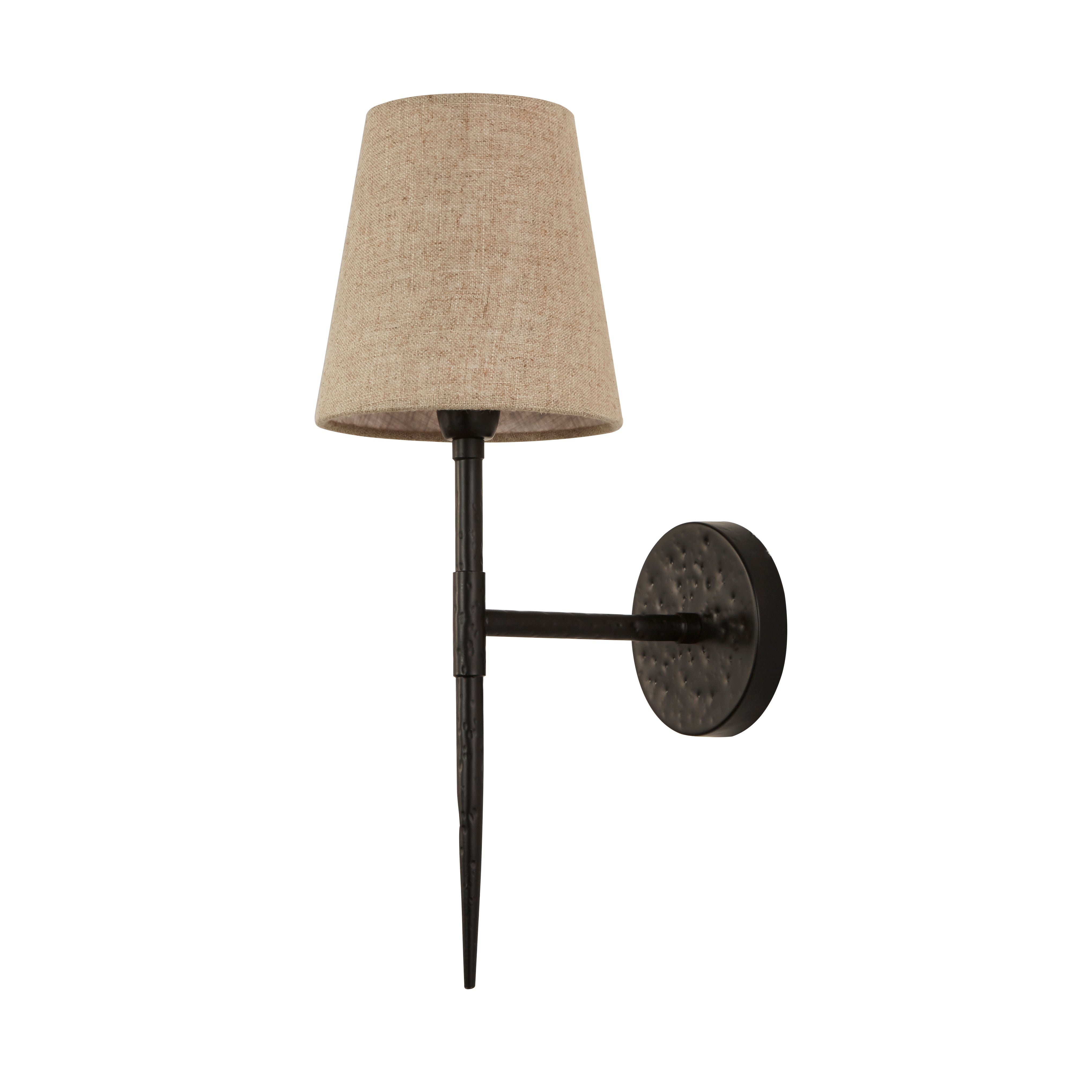 Searchlight Gothic Black Wall Light With Linen Shade