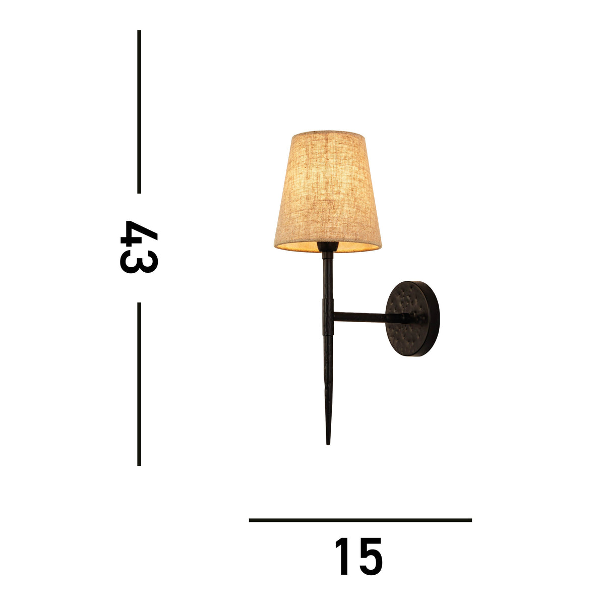 Searchlight Gothic Black Wall Light With Linen Shade-warehouse-180926