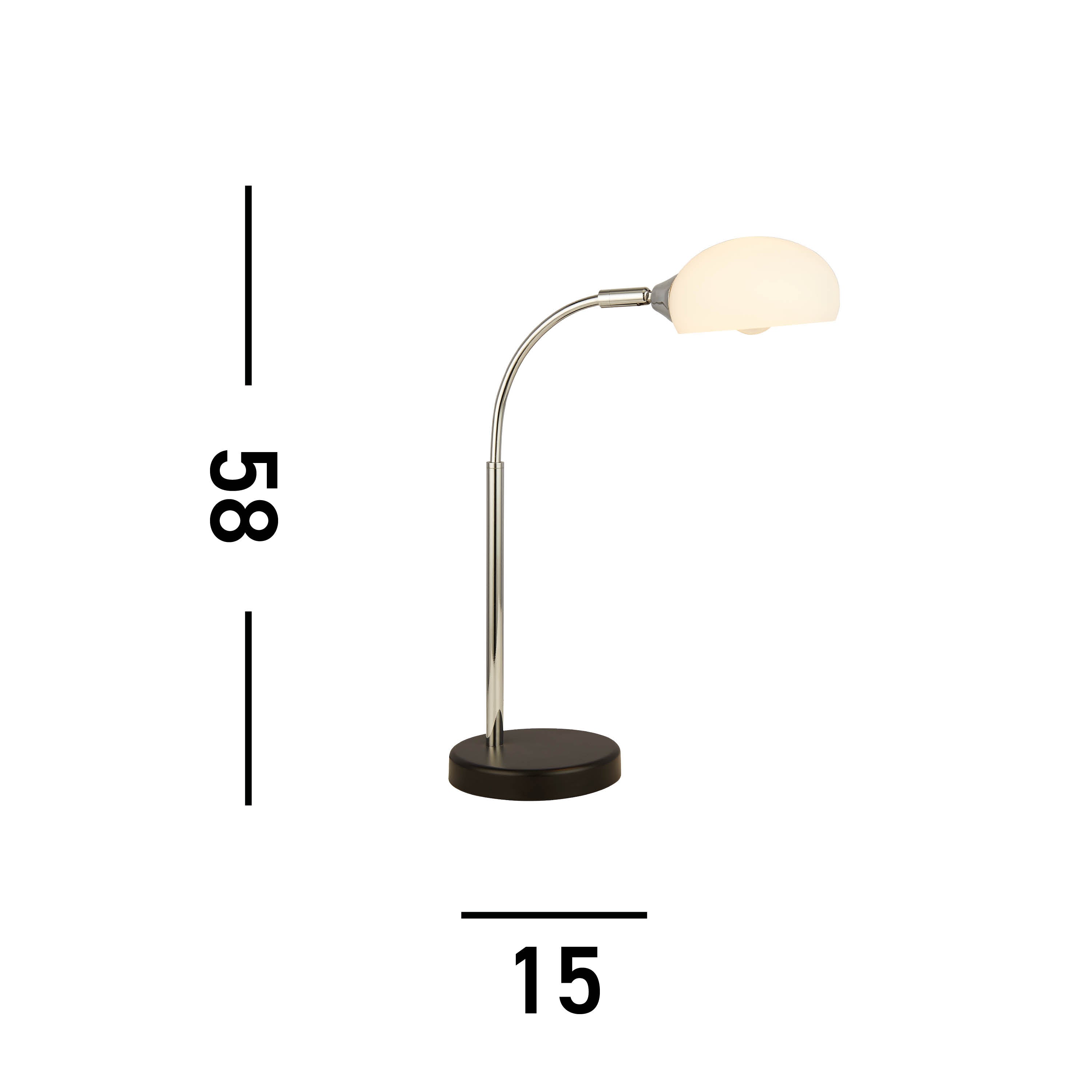 Searchlight Astro Black & Chrome Table Lamp - Opal Glass Shade